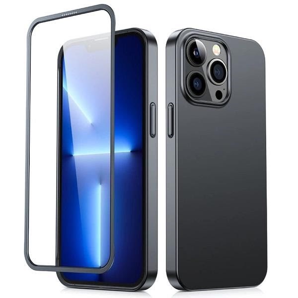 Joyroom 360 Full Case Front And Back Cover For Iphone 13 Pro + Tempered Glass Screen Protector Black (Jr-bp935 Black) - Handys Cover Cases 