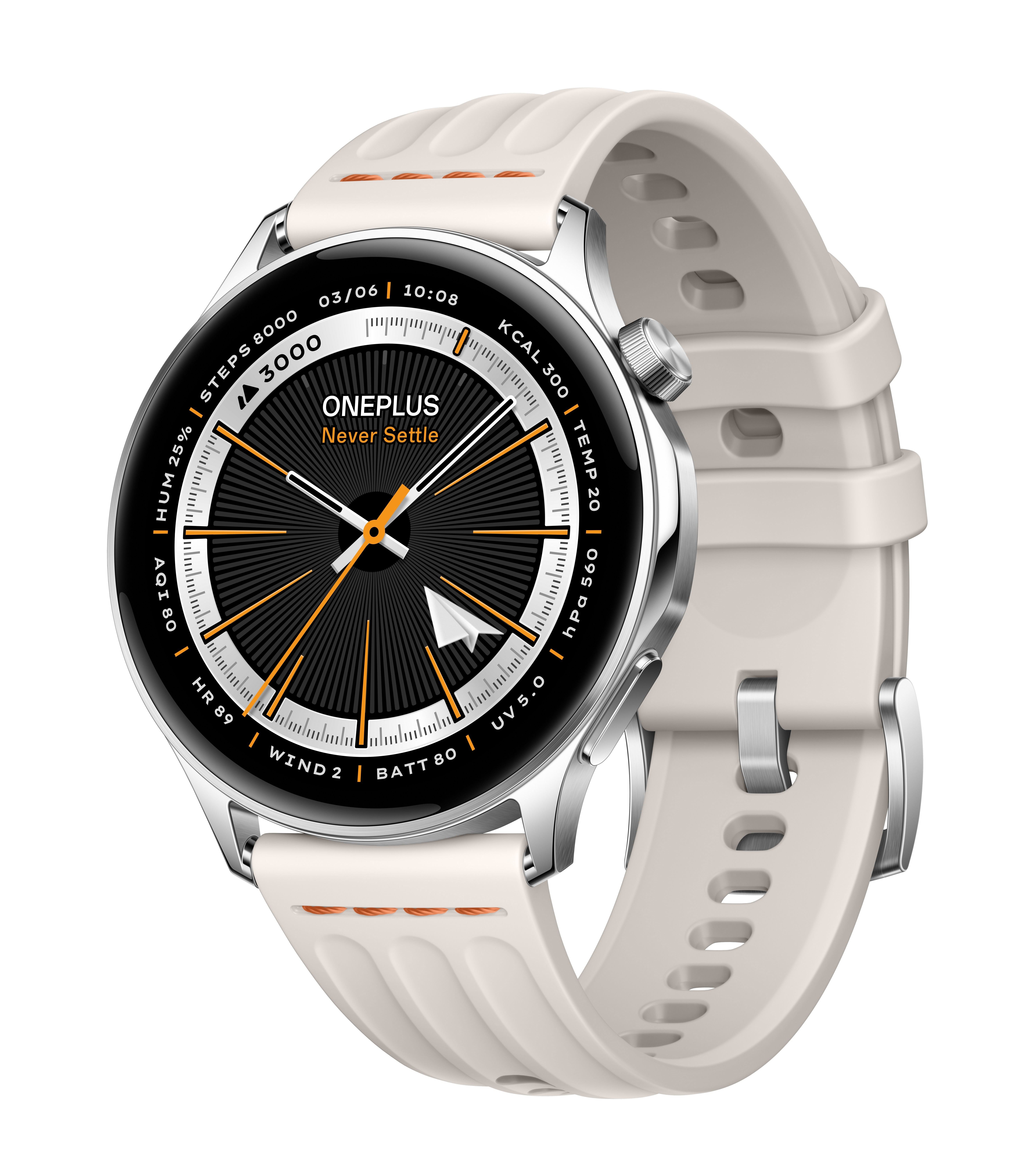 Oneplus Watch Lite 45mm - Silver - Smartwatches Pulsuhren Sportuhren Schrittzaehler Cremefarben 5491100521