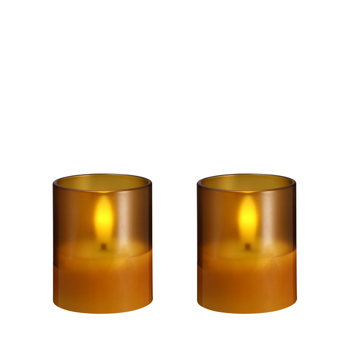 Moods & More Led Glass Candle - Hurricane - Honey Mustard - 47x57 mm - 2 Pcs - Einrichtung