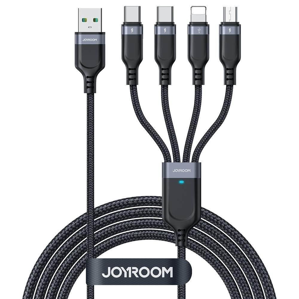 Joyroom Multi-use Series S-a18 4in1 Usb-a - Usb-c / Usb-c / Lightning / Micro Usb Cable 1.2m - Black - Usb Kabel Schwarz S-1t4018a18c