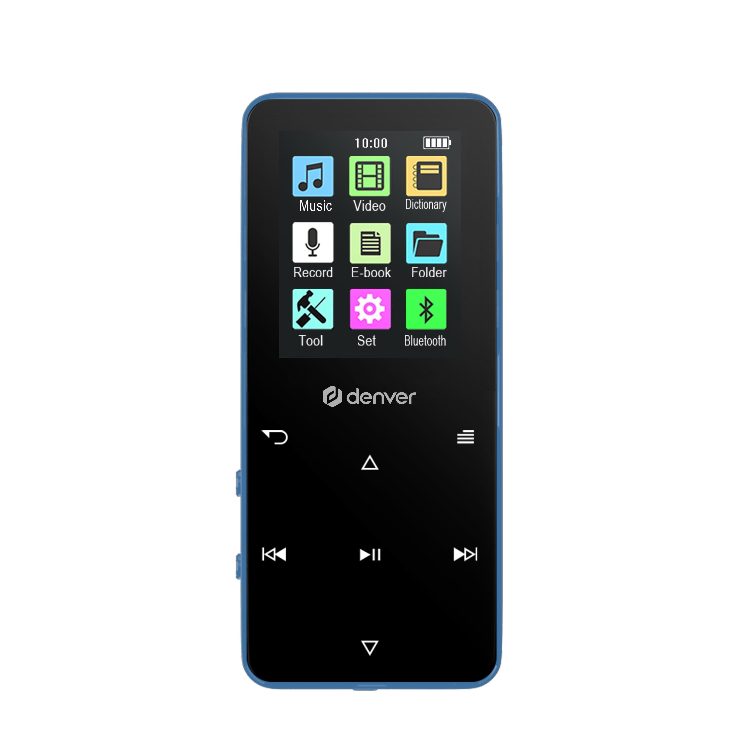 Denver Mp-1830bu Blue - Mp4 Media Player With Built-in Bluetooth And Rechargeable Battery - Mp3 Spieler 4 GB - Mp3 Player Zubehoer