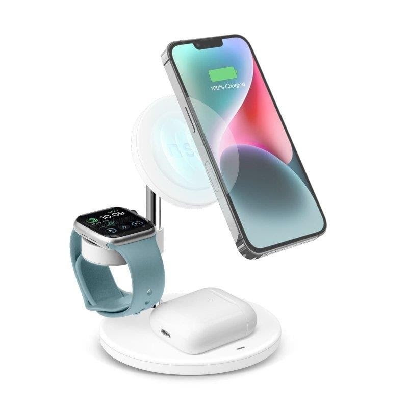 Sbs 3-in-1 Vertical Wireless Charging Station - White - Handys Adapter Und Ladegeraete