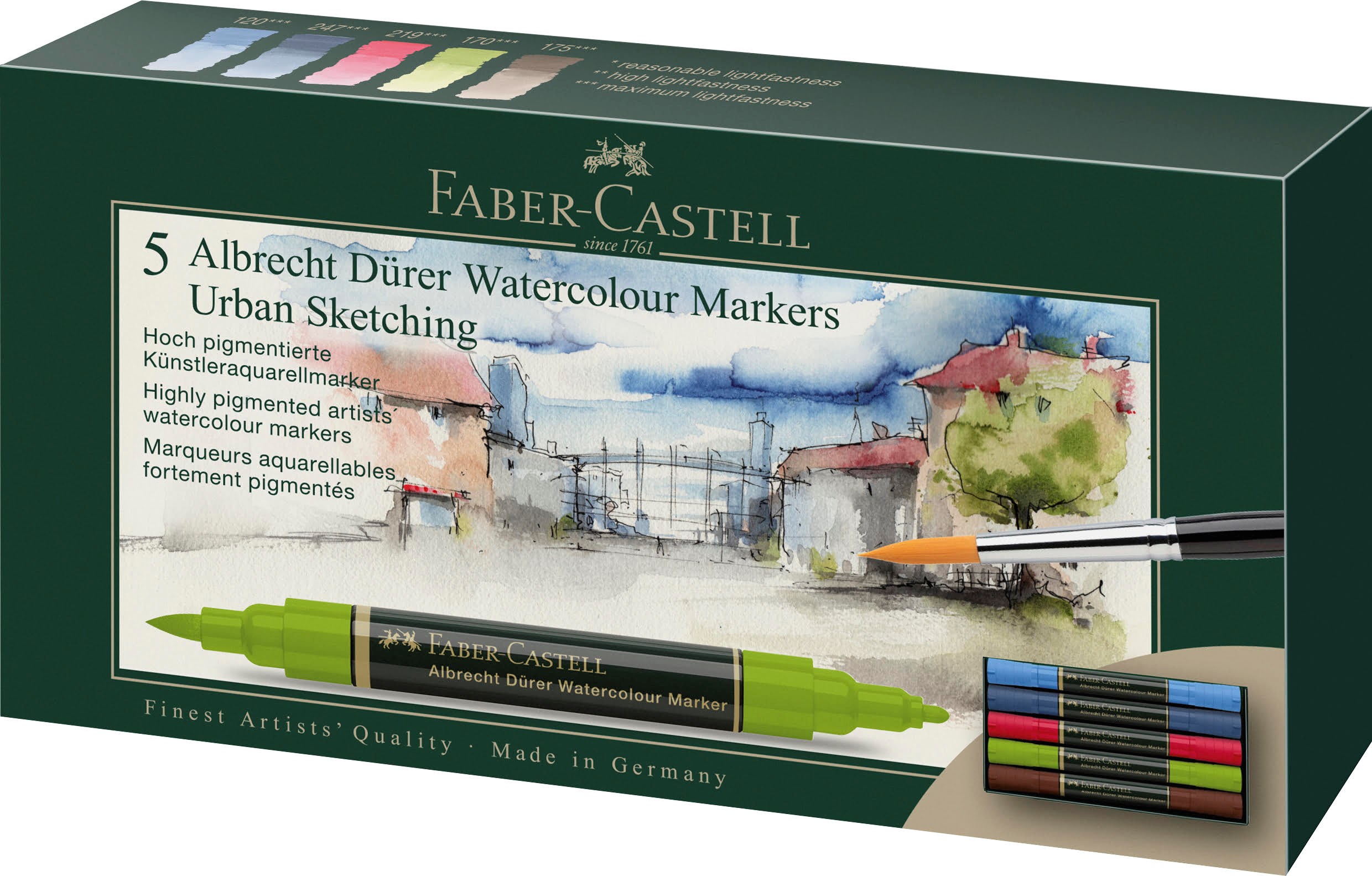 Faber-castell Aquarellmarker A. Dürer 5er Etui Usk - Utensilien Zum Schreiben Und Zeichnen 160308