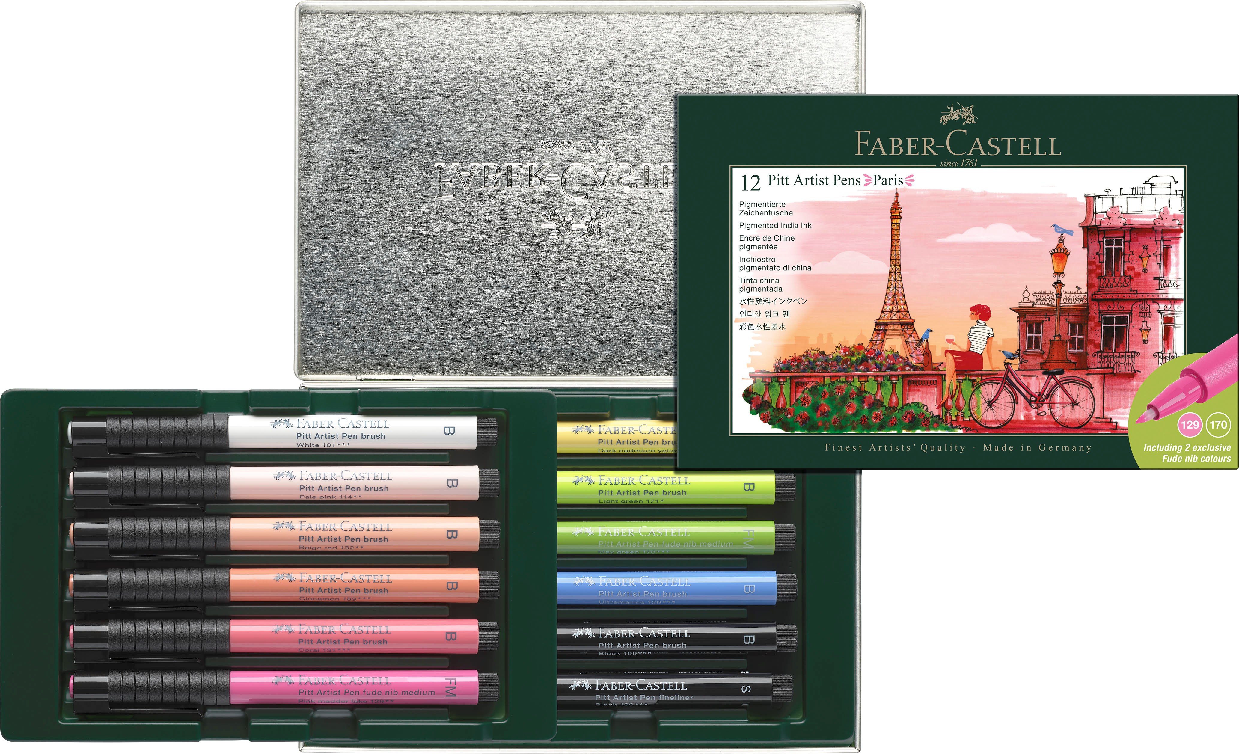 Faber-castell Tuschest. Pitt Artist Pen Set Paris - Utensilien Zum Schreiben Und Zeichnen