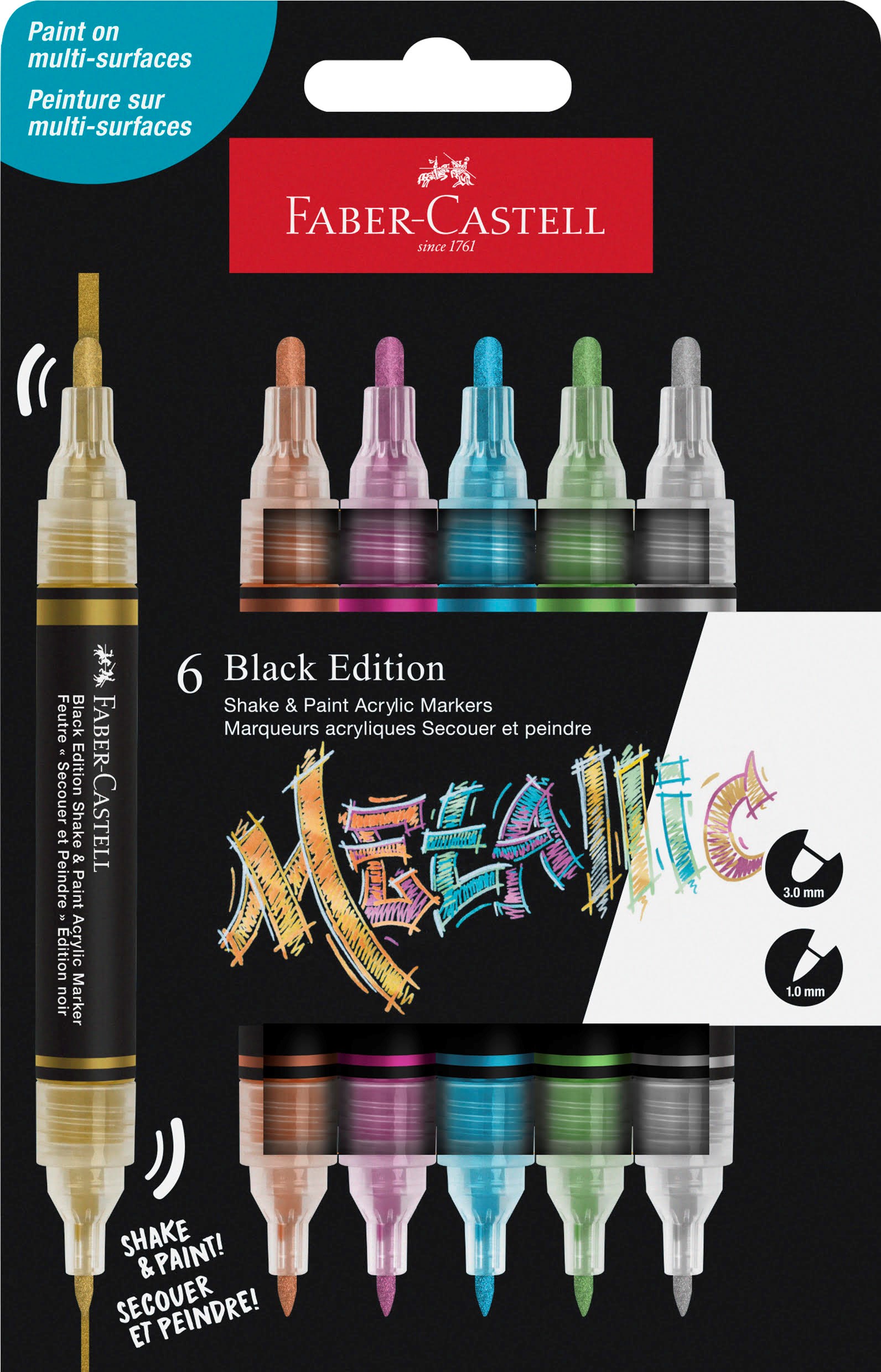 Faber-castell Black Edition Shake&Paint 6x Metallic - Utensilien Zum Schreiben Und Zeichnen