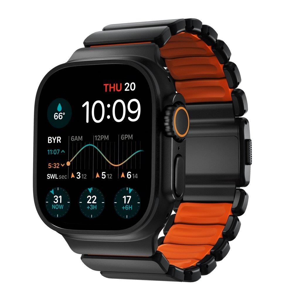 Nomad Stratos Band - 49mm | Black Titanium | Ultra Orange Fkm - Smartwatch Accessories Nm011116858