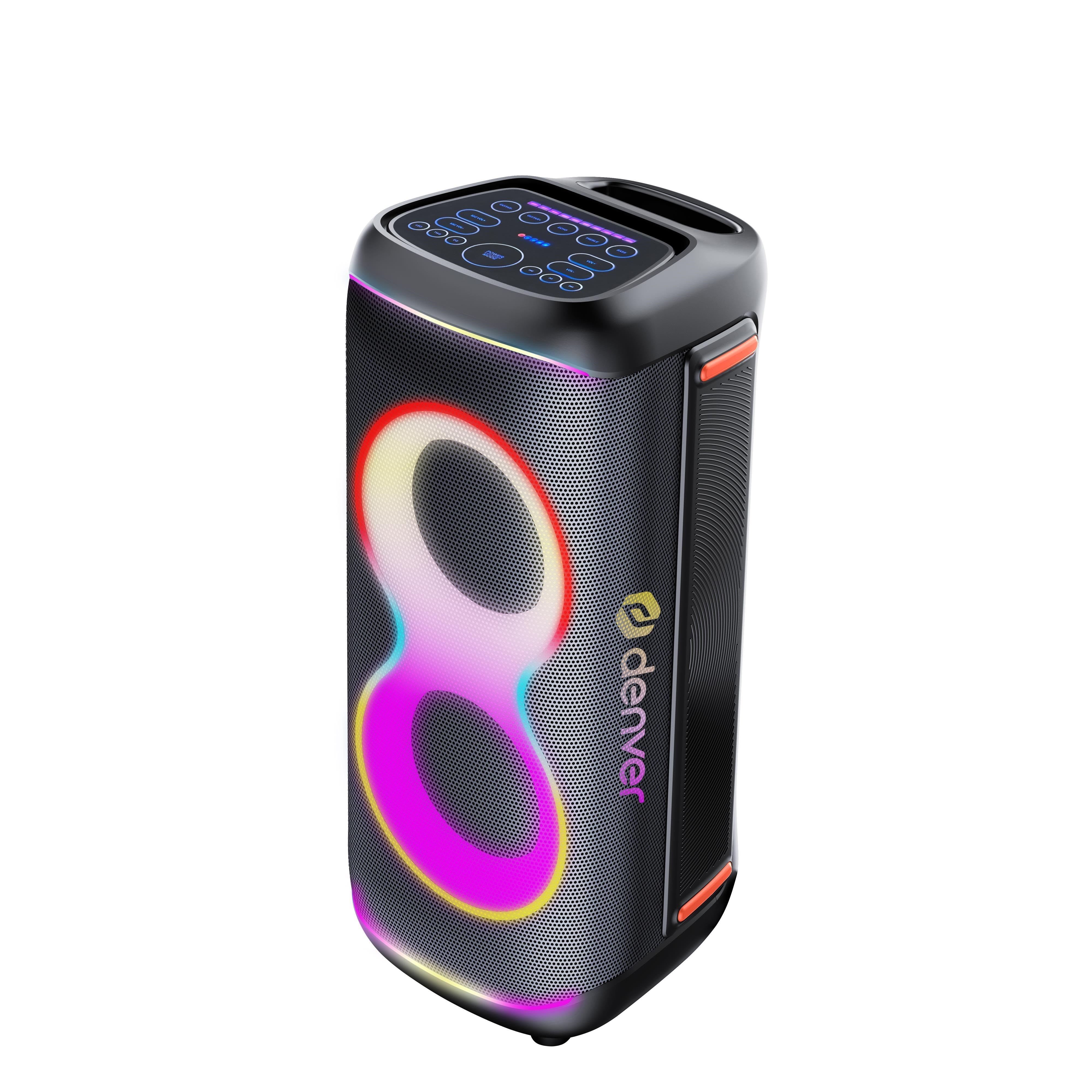 Denver Bps-370 - Bluetooth Party Speaker With Light Function & 2 x 6.5" Woofers - Black - Tragbare Party Lautsprecher