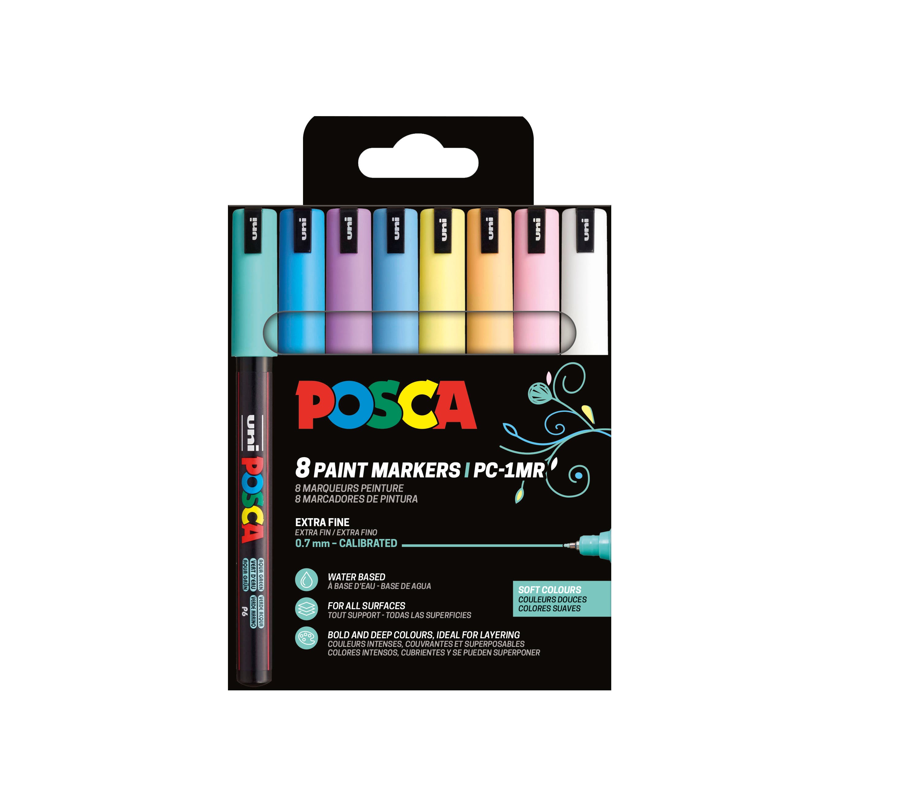Posca Marker Sæt Soft Colors Pc-1mr 8 Ass. - Utensilien Zum Schreiben Und Zeichnen