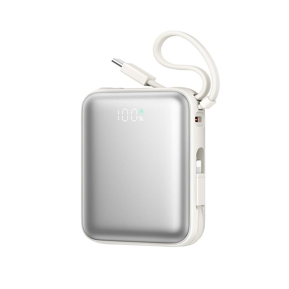 Joyroom Jr-pbf27 10000mah 22.5W Powerbank With Built-in Usb-c And Lightning Cables - White - 10000 Mah - Powerbank Akku
