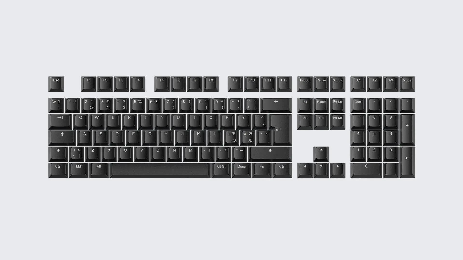Wooting Pbt Iso Keycaps - Just Black - Keycaps - Nordic Iso - Schwarz - Tastaturen