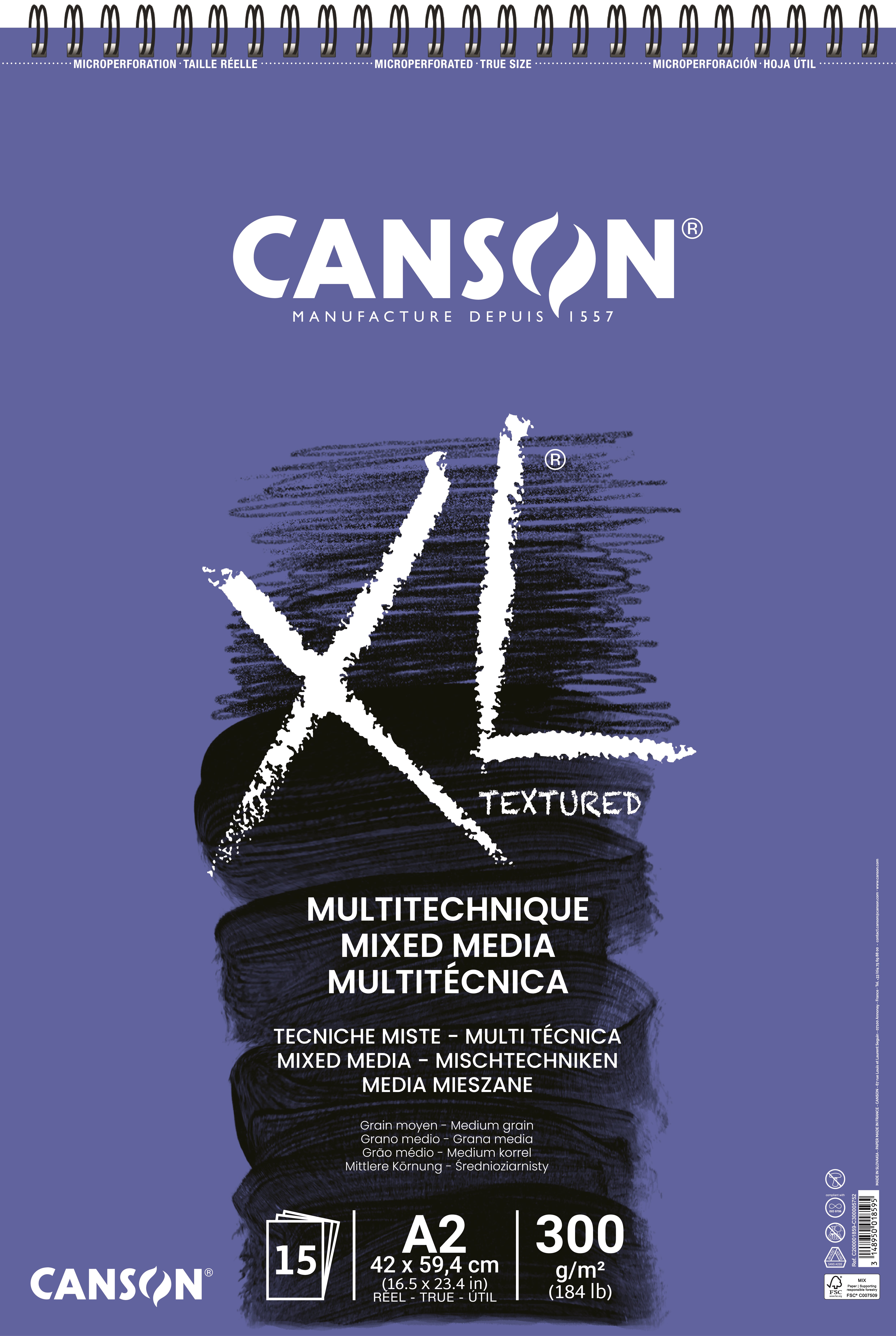 Canson XL Mix-media MG A2 300g A2 Spiral 15 SH - Kunst Handwerk Ausstattung