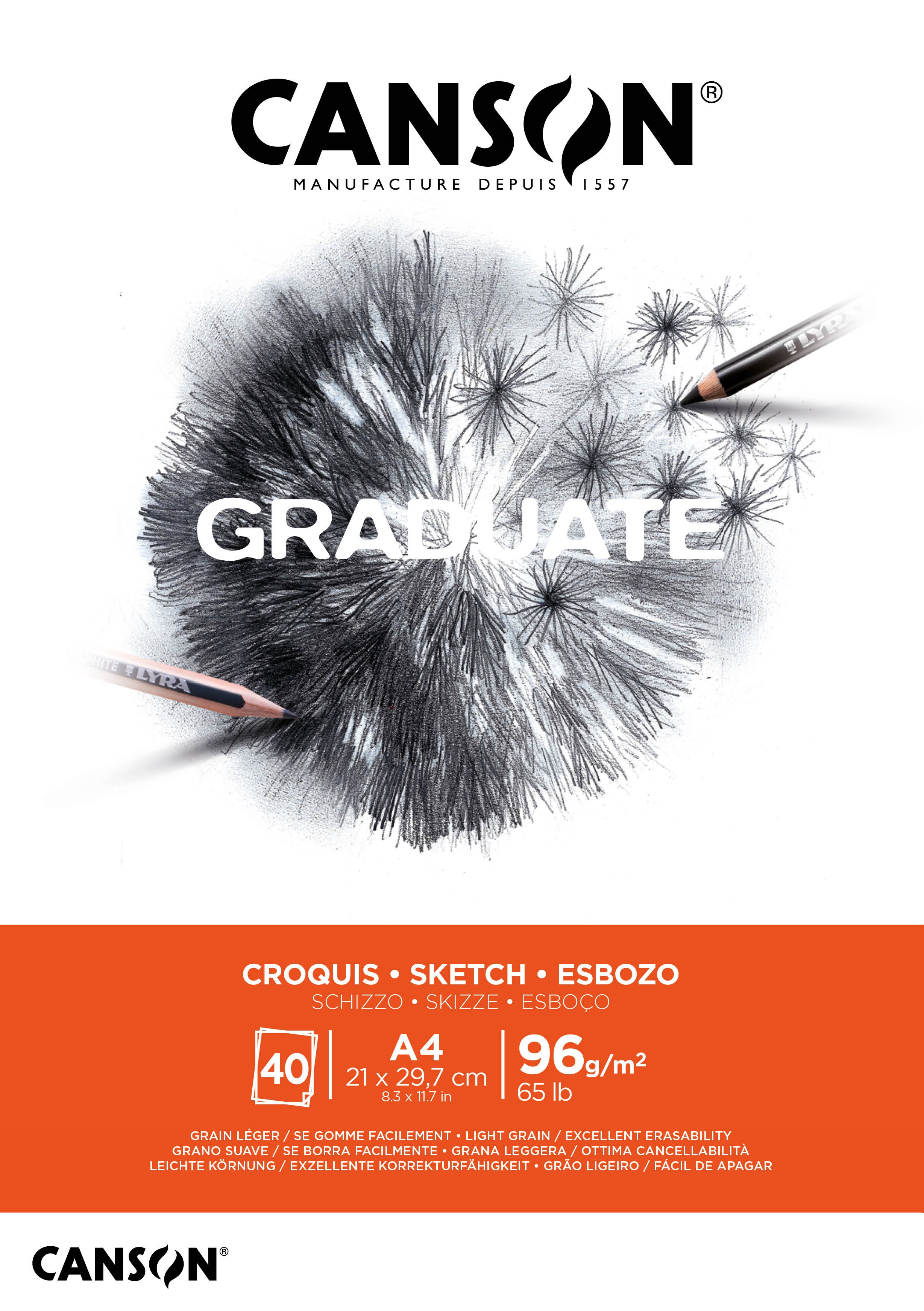 Canson Graduate Sketch Pad A4 96g 40 SH - Kunst Handwerk Ausstattung