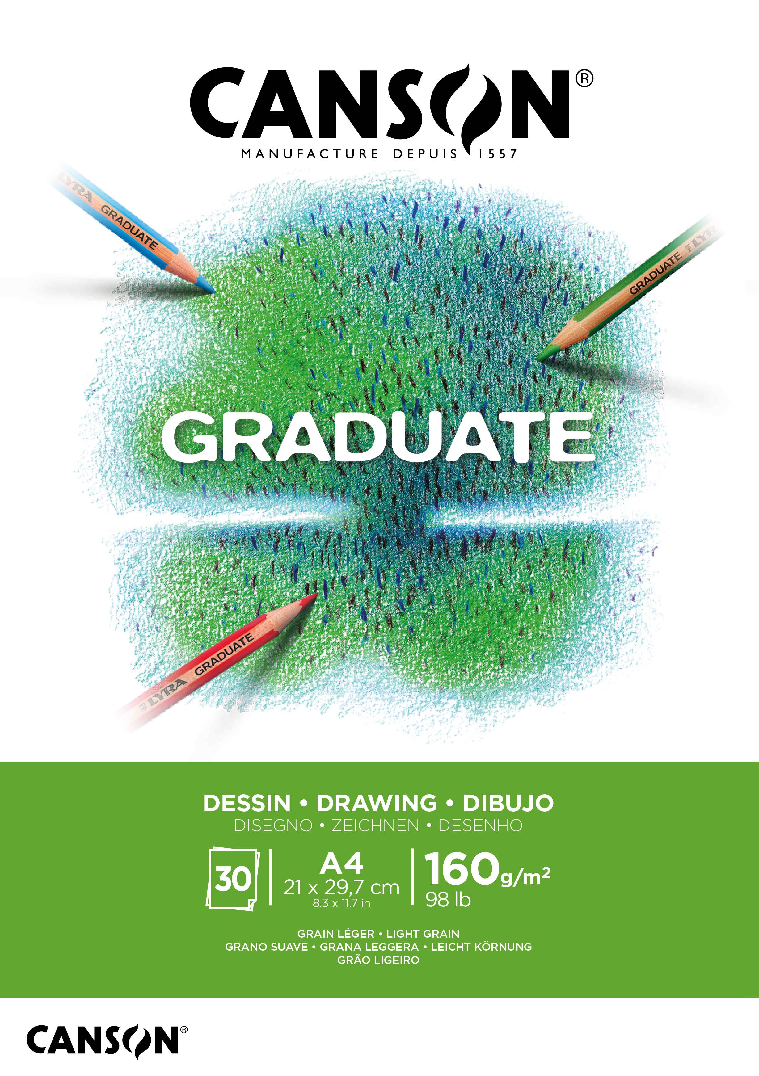 Canson Graduate White Drawing Pad A4 160g 30 SH - Kunst Handwerk Ausstattung 17-400110365