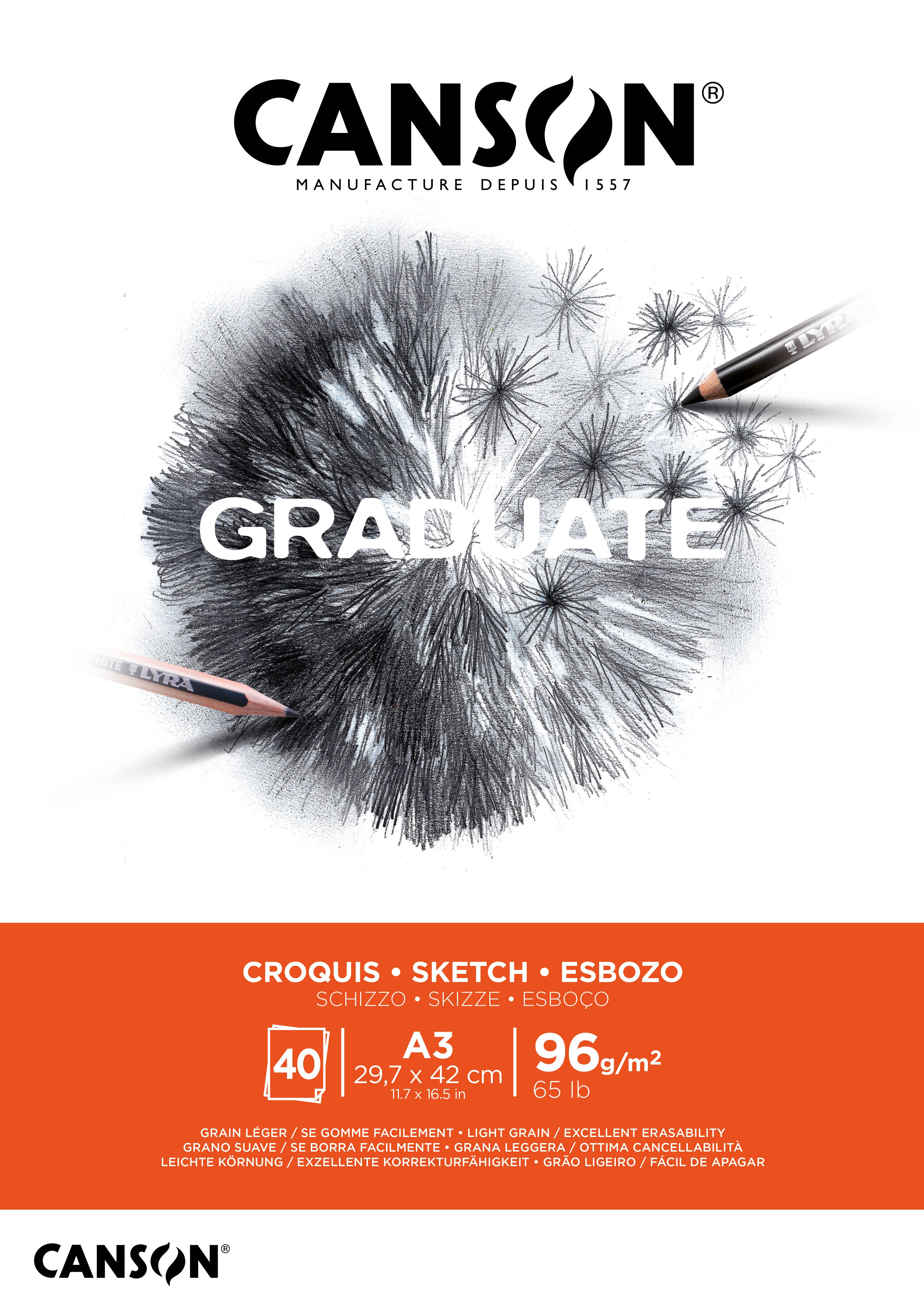 Canson Graduate Sketch Pad A3 96g 40 SH - Kunst Handwerk Ausstattung
