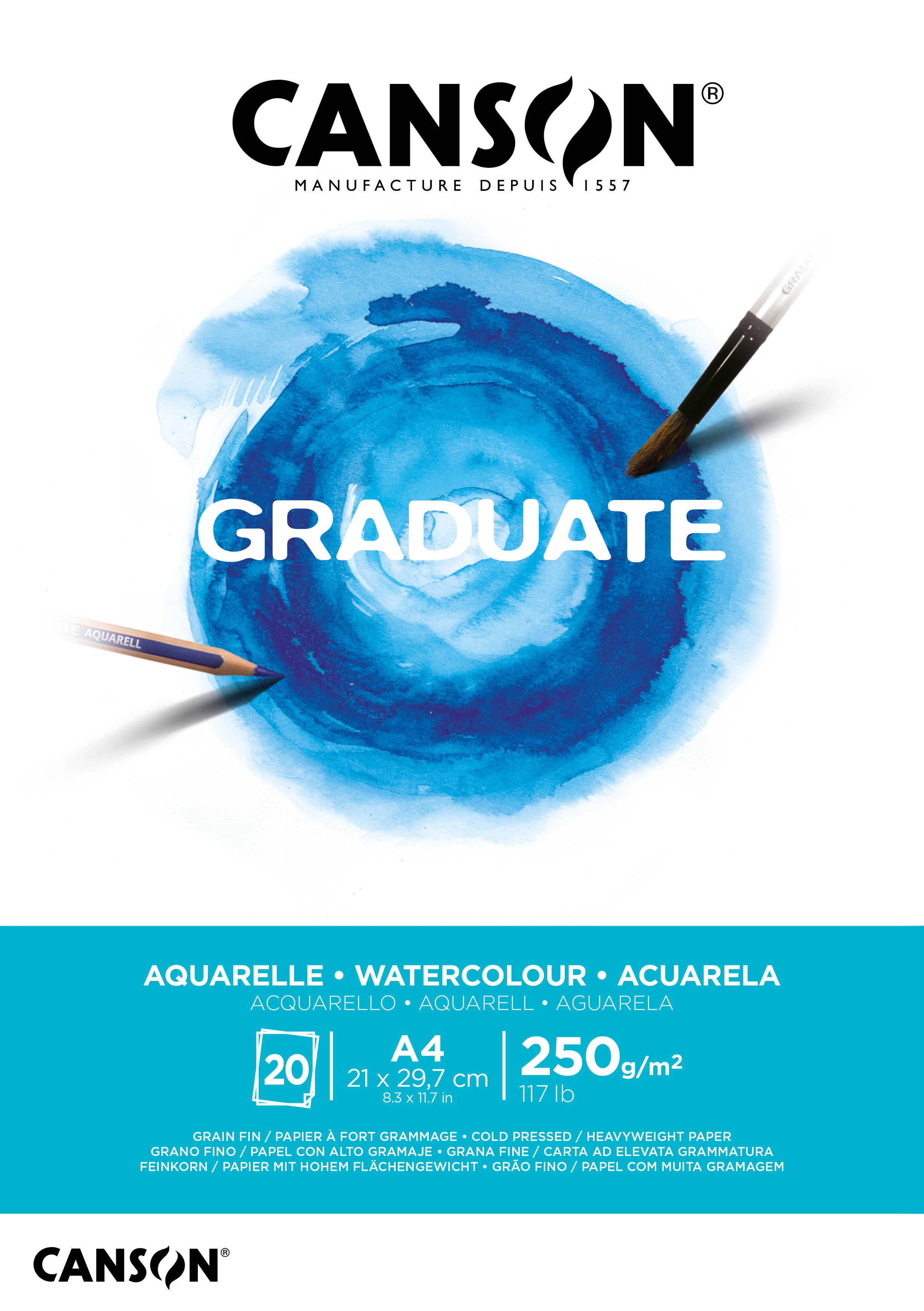 Canson Graduate Watercolour Pad A4 250g 20 SH - Kunst Handwerk Ausstattung 17-400110374
