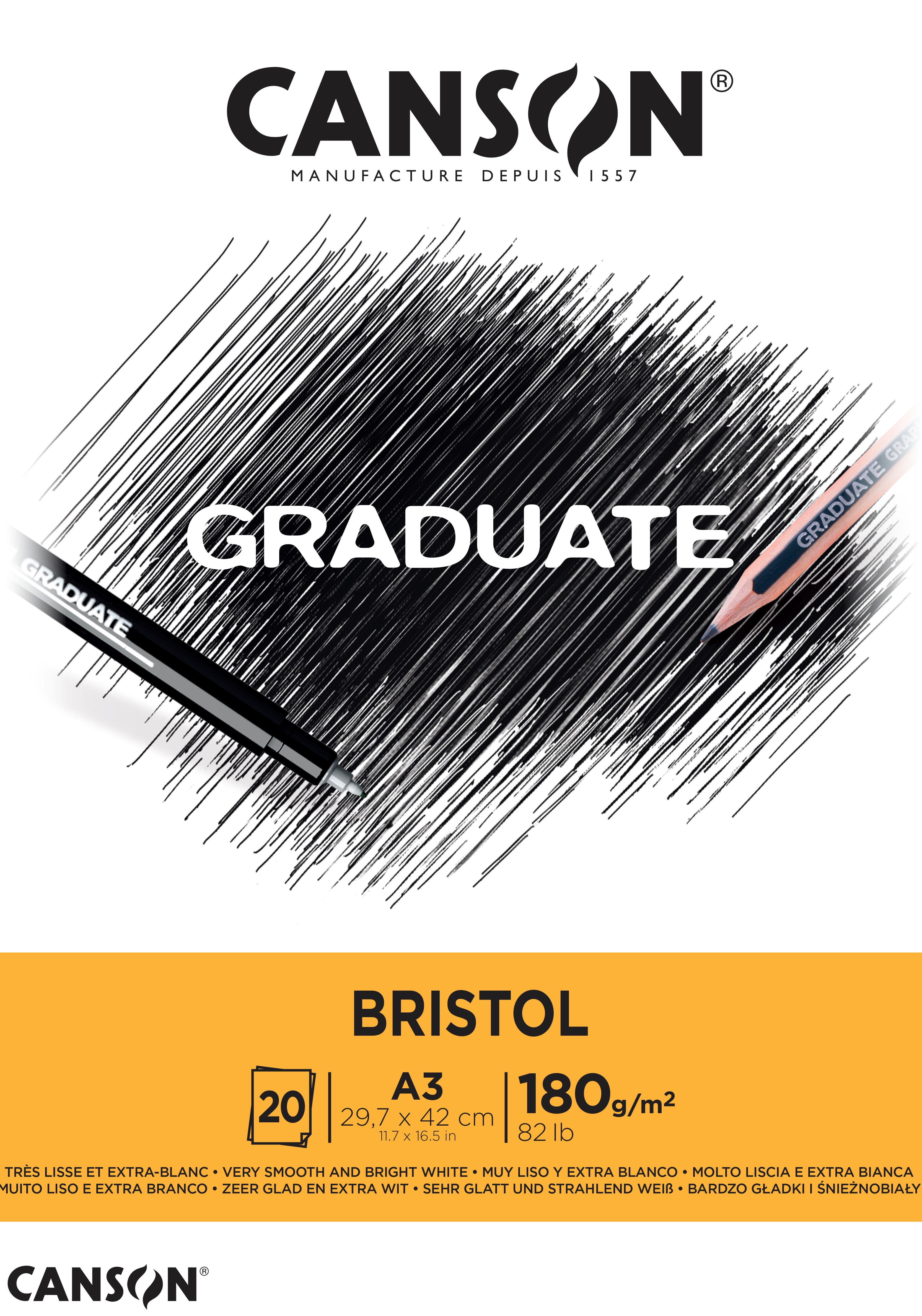 Canson Graduate Bristol A3 180g Pad 20 SH - Kunst Handwerk Ausstattung