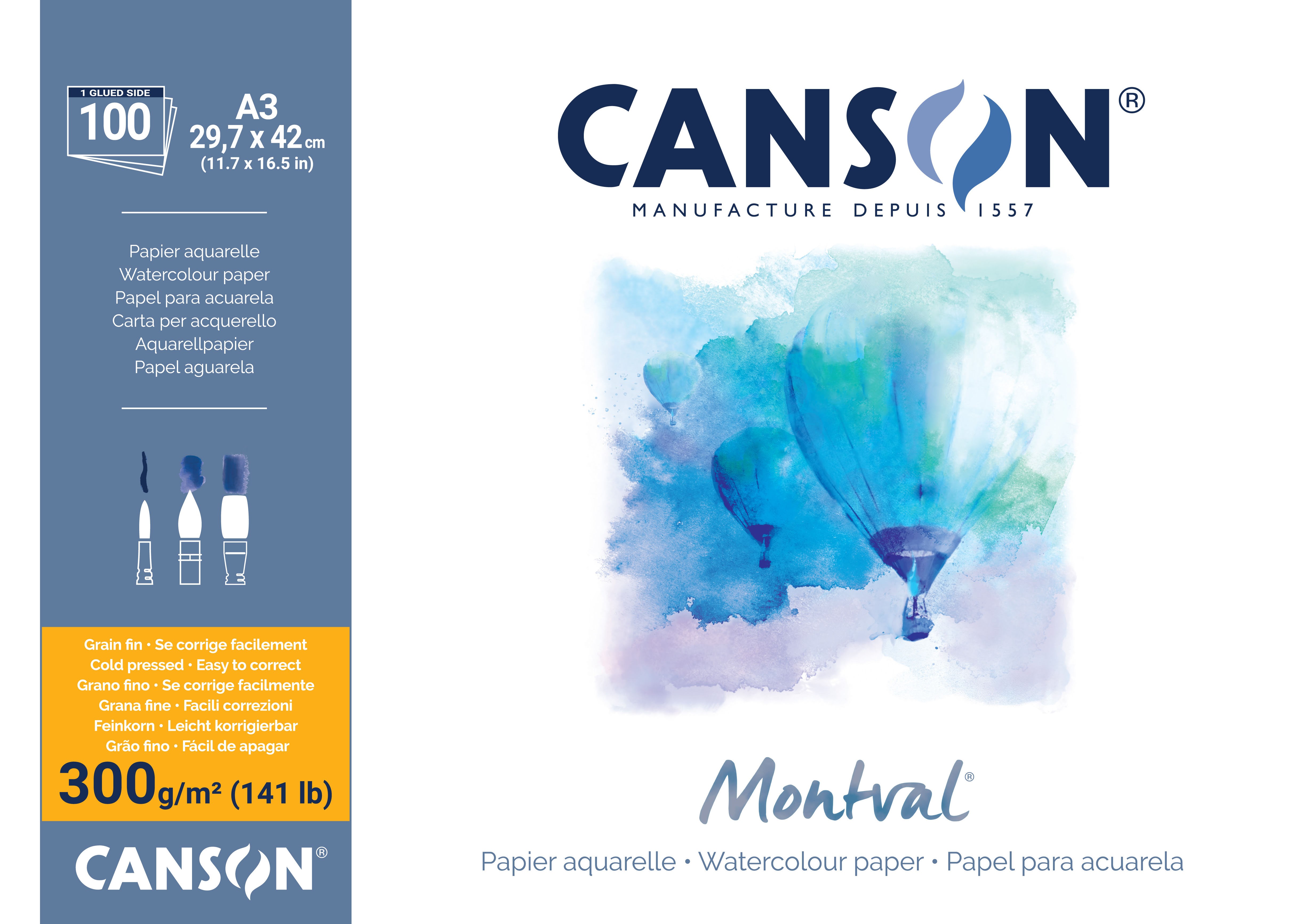 Canson Montval CP A3 300g Pad 100 SH - Kunst Handwerk Ausstattung 17-200006652