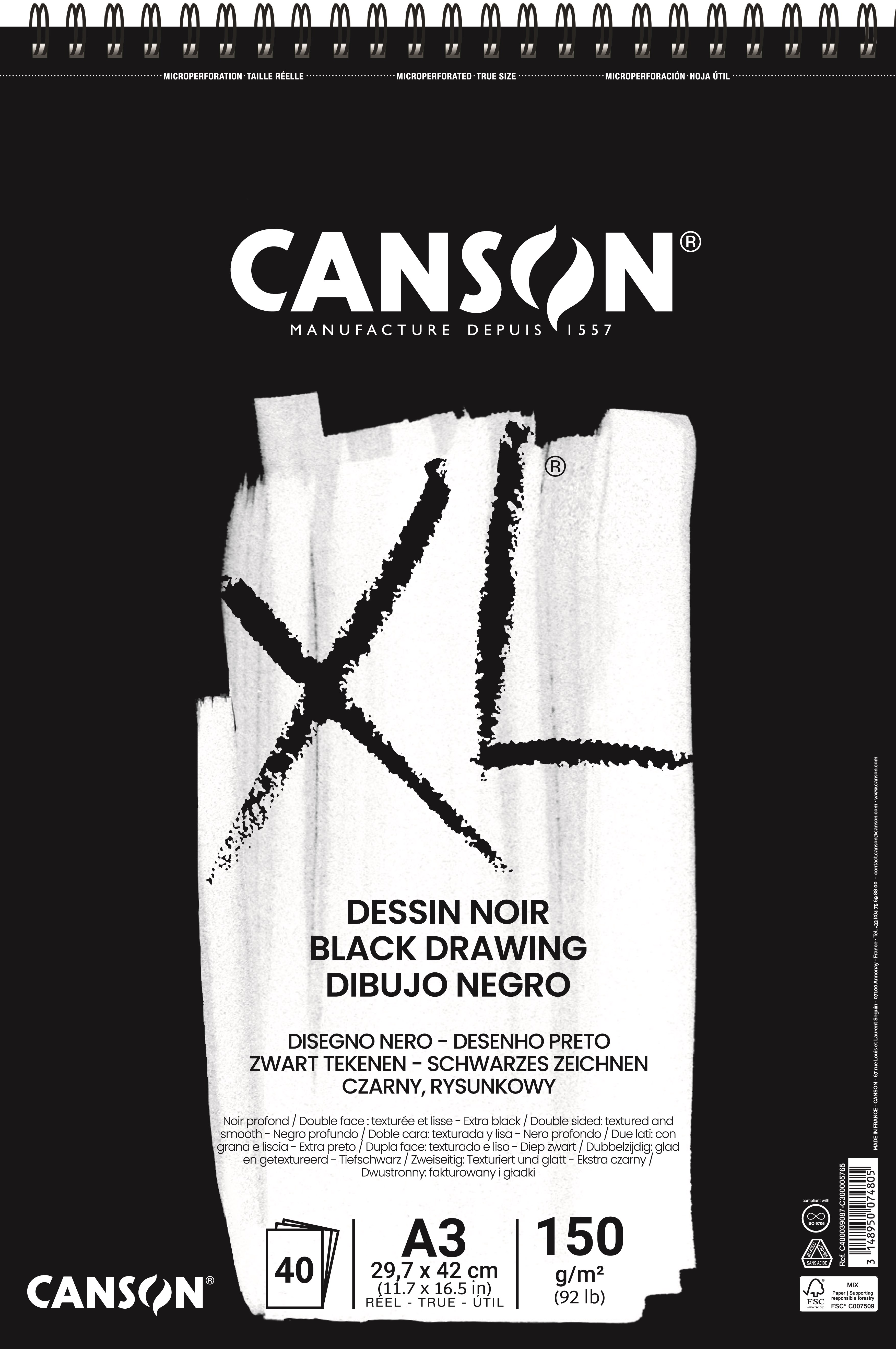 Canson XL Dessin Noir DS A3 150g Spiral 40 SH - Kunst Handwerk Ausstattung 17-400039087