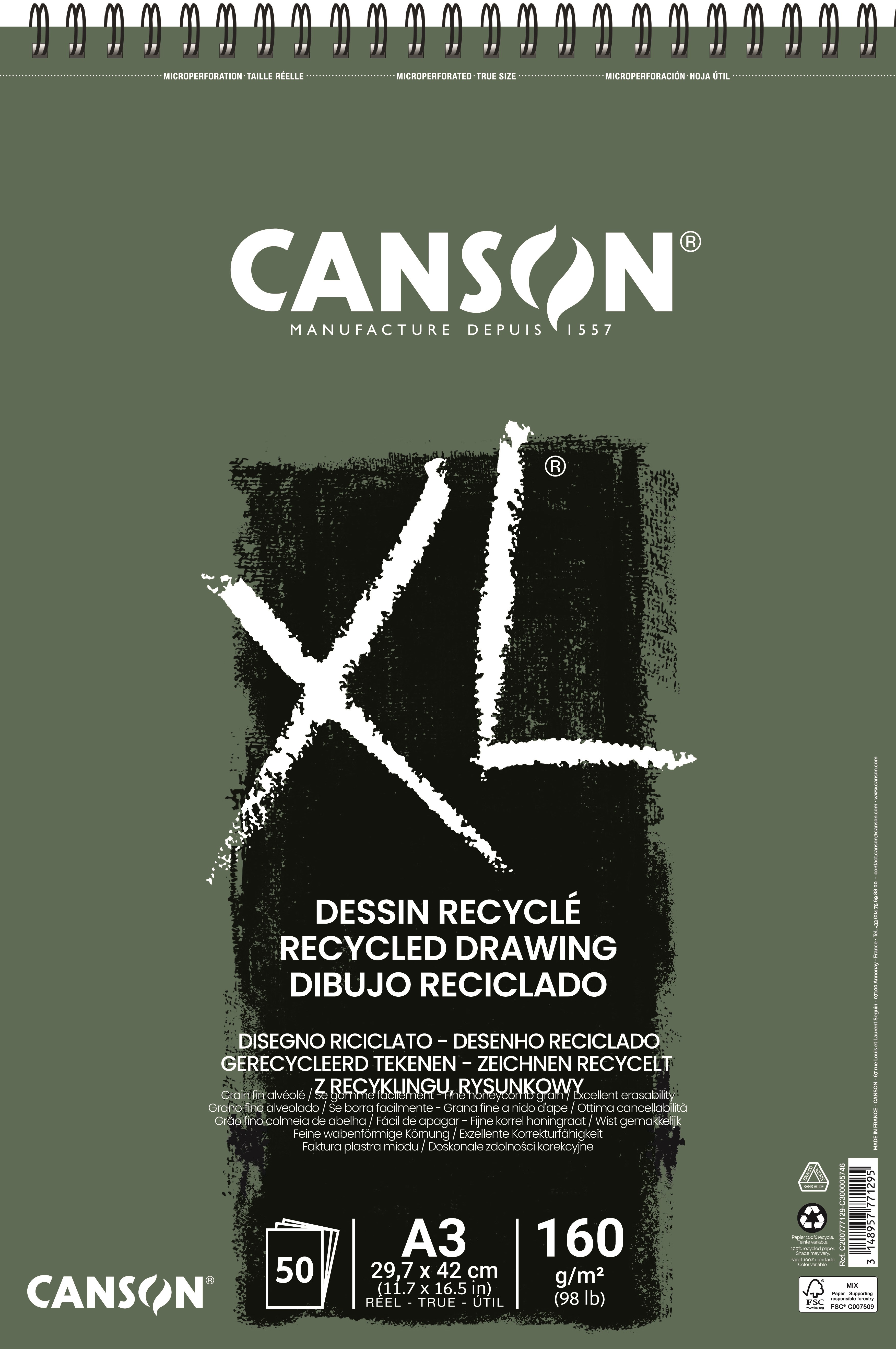 Canson XL Recyclé FG A3 160g Spiral 50 SH - Kunst Handwerk Ausstattung 17-200777129