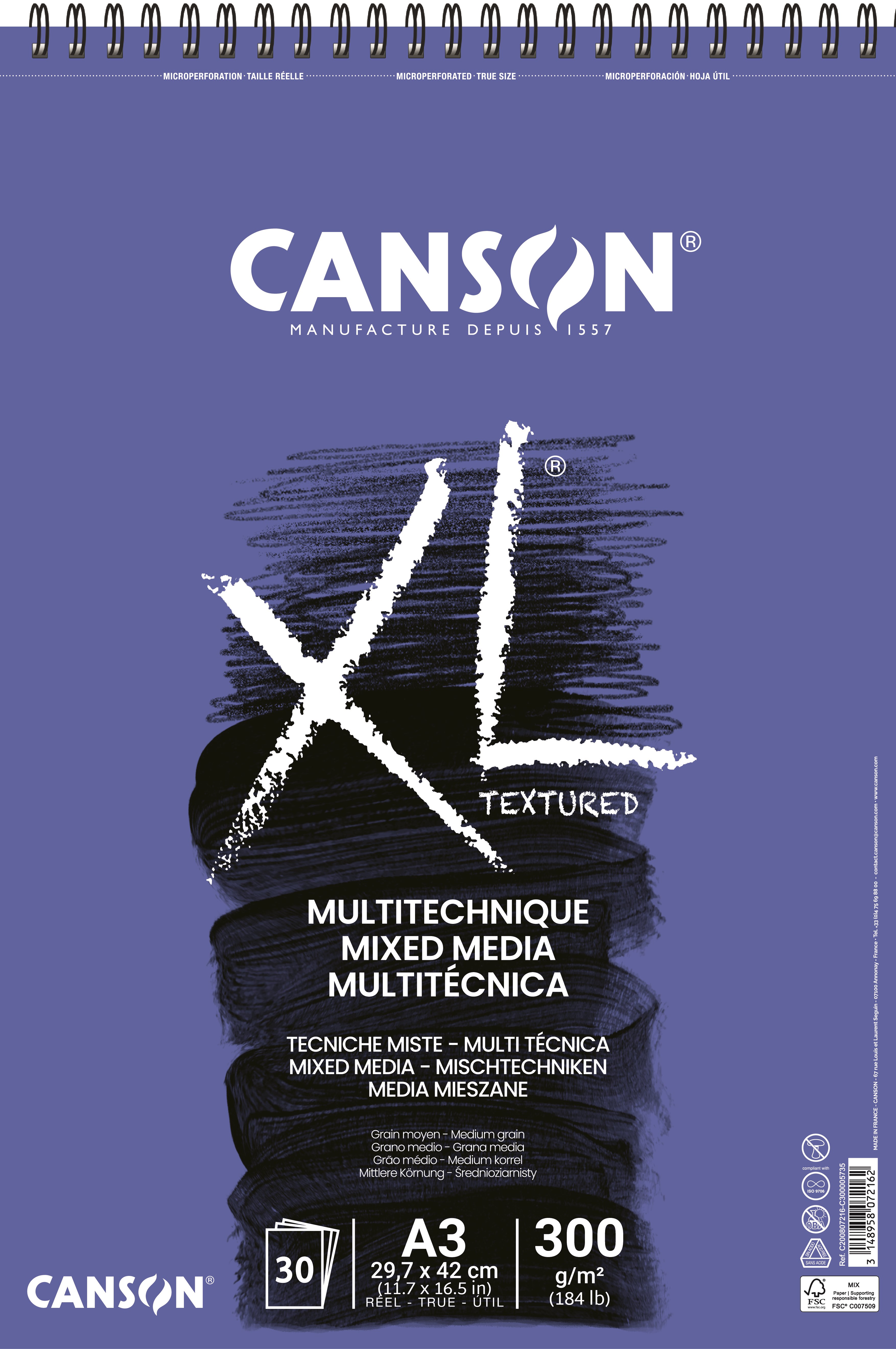 Canson XL Mix-media MG A3 300g Spiral 30 SH - Kunst Handwerk Ausstattung