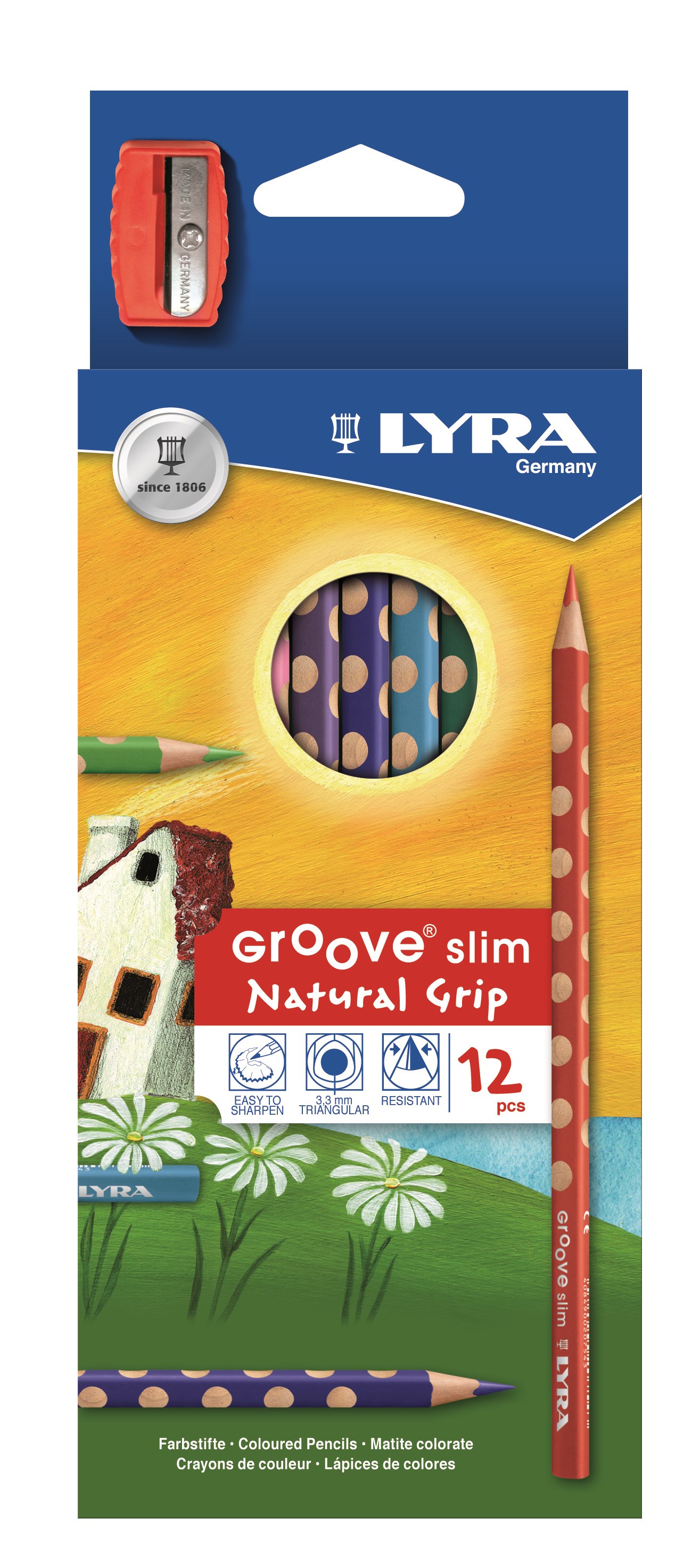 Lyra Groove Slim 12-pack + Sharpener - Kunst Handwerk Ausstattung