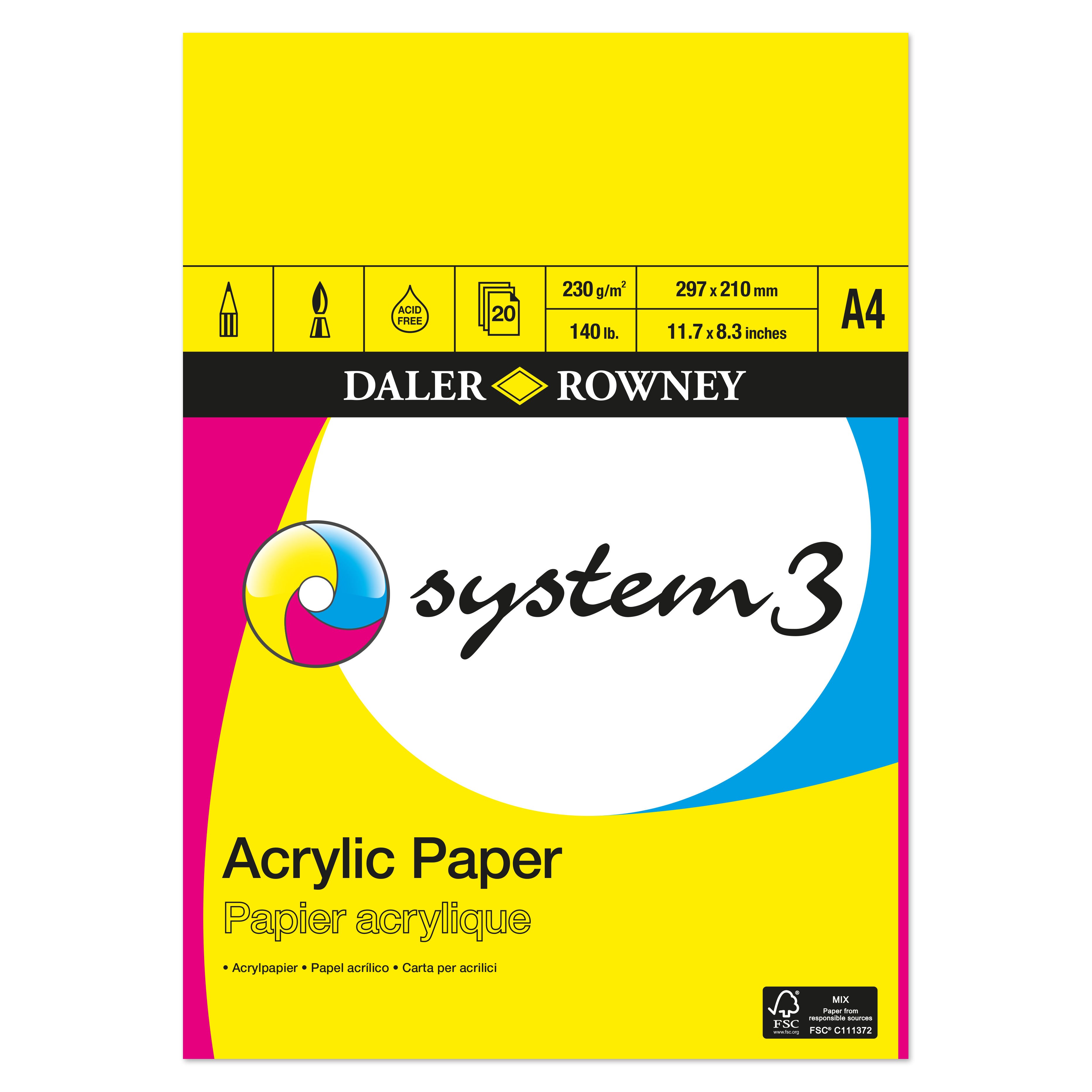 Daler-rowney System3 Acrylic Pad 20 Sheets 230g A4 - Kunst Handwerk Ausstattung