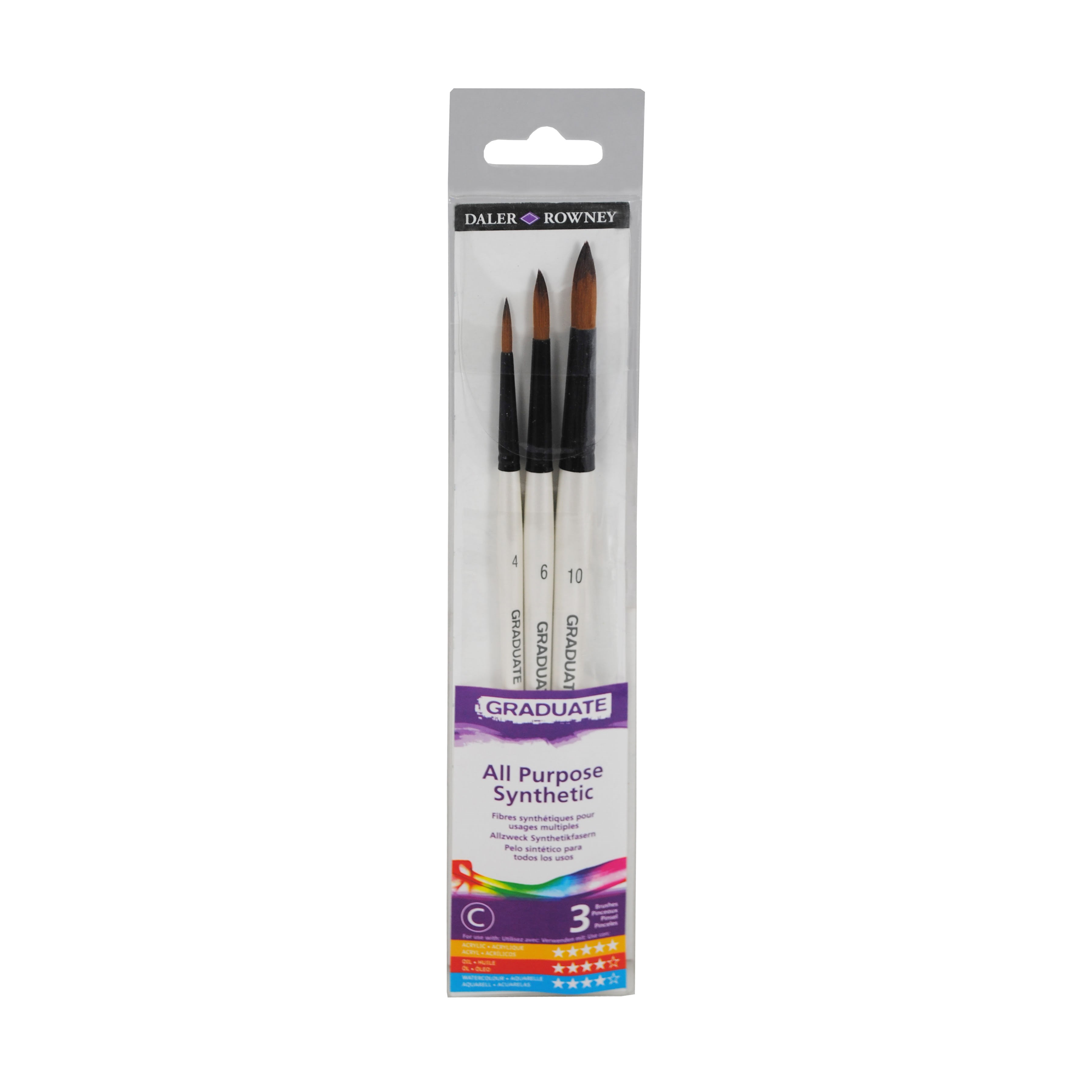 Daler-rowney Graduate Synthetic Round Brush Set 3 Pcs - Kunst Handwerk Ausstattung