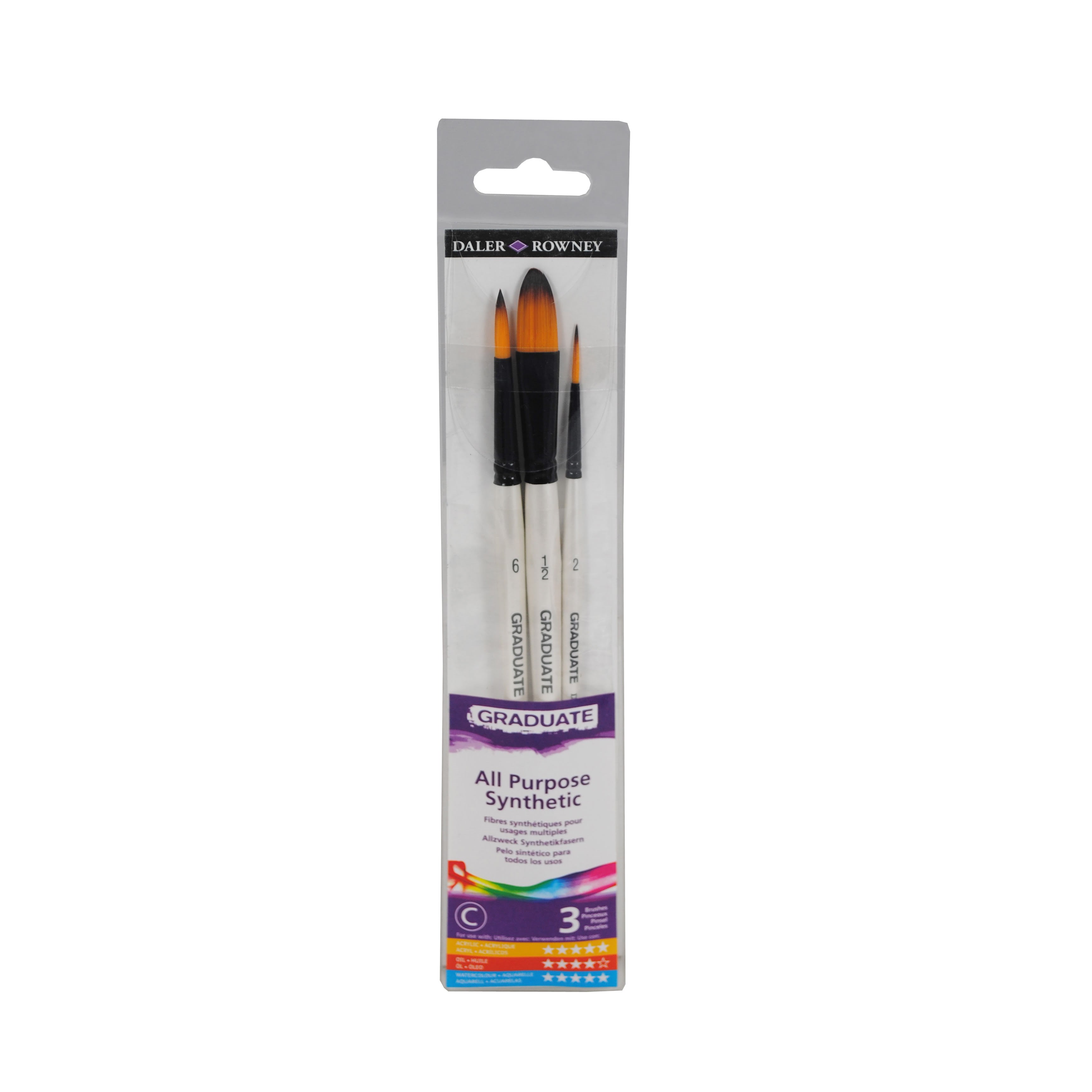 Daler-rowney Graduate Synthetic Watercolour Brush Set 3 Pcs - Kunst Handwerk Ausstattung 16-212530009