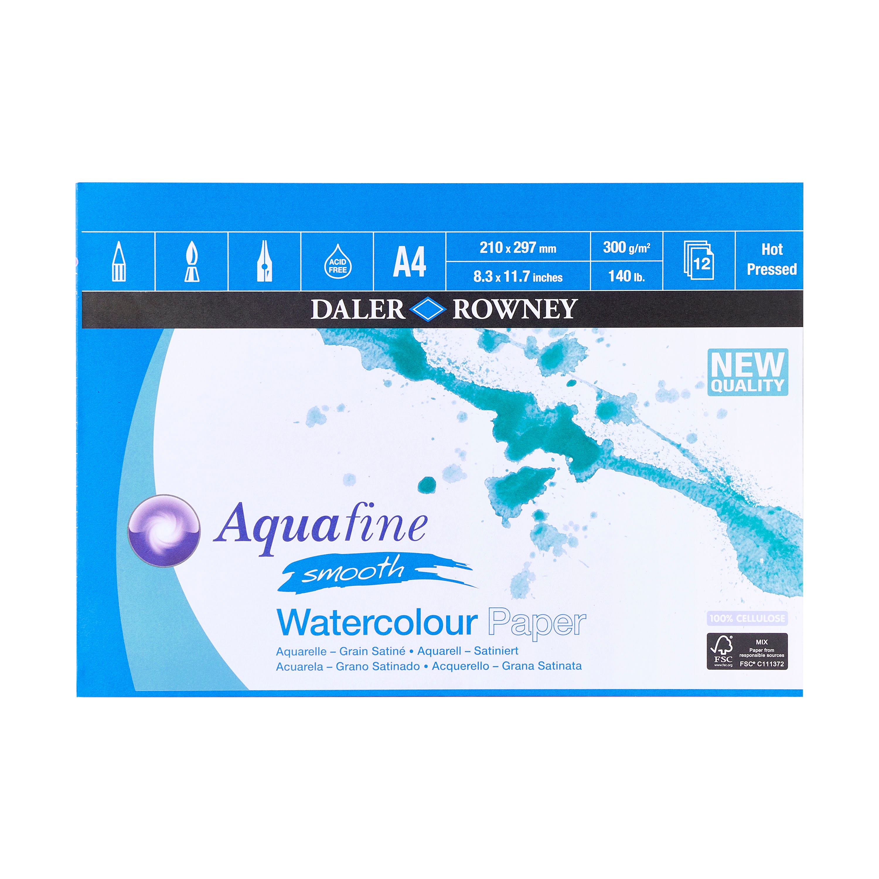 Daler-rowney Aquafine HP 12 Sheets 300g A4 - Kunst Handwerk Ausstattung