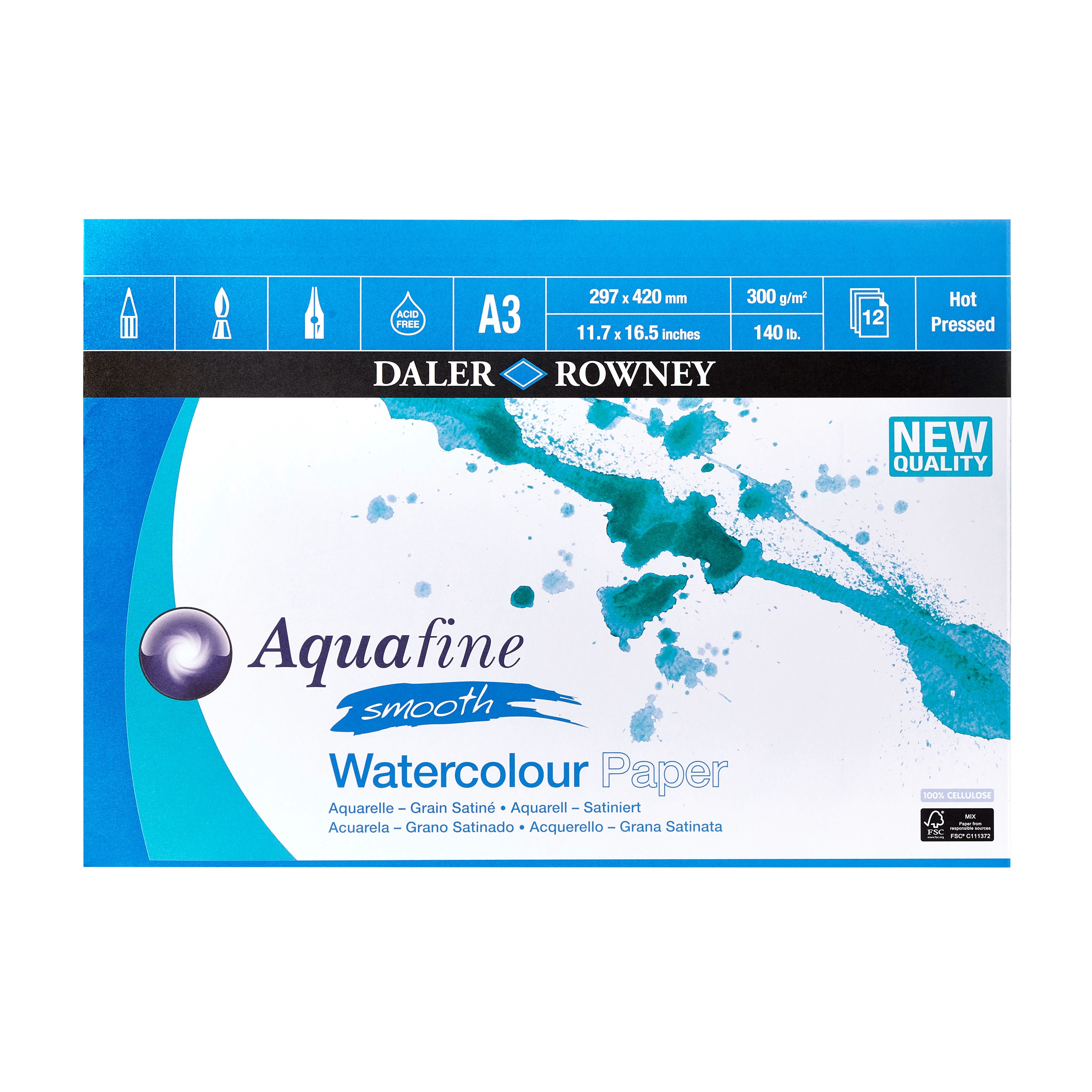 Daler-rowney Aquafine HP 12 Sheets 300g A3 - Kunst Handwerk Ausstattung 16-431235300
