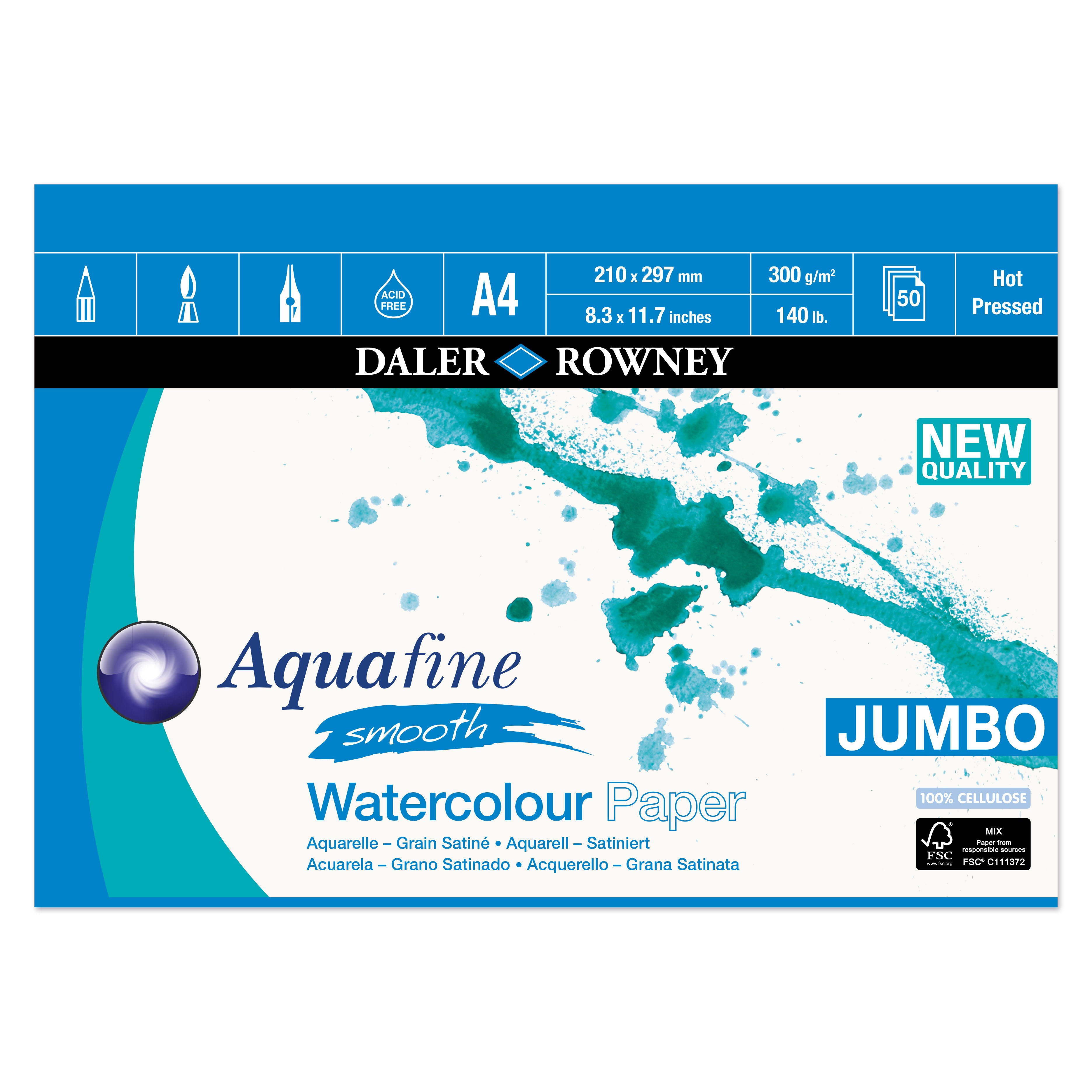 Daler-rowney Aquafine HP 50 Sheets 300g A4 - Kunst Handwerk Ausstattung