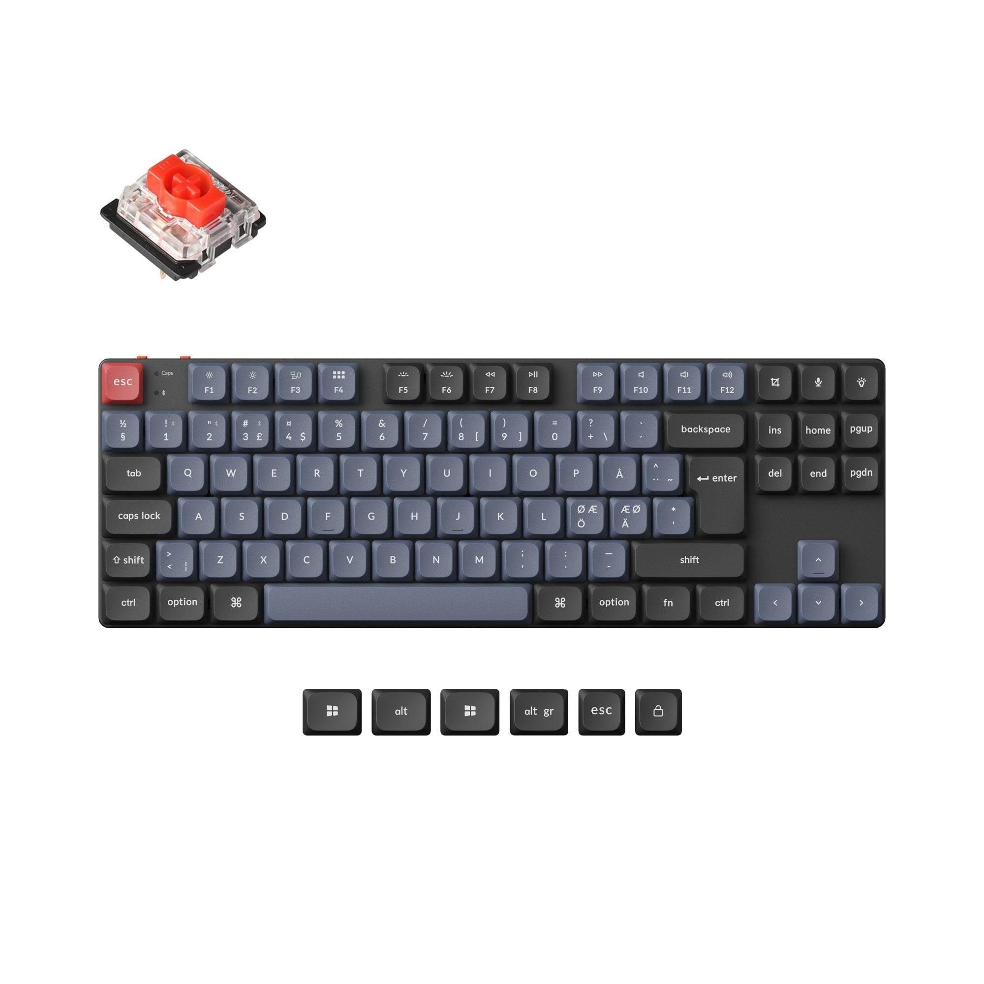 Keychron K1 Pro Qmk/via Wireless Rgb Hot Swap Low Profile Red - Gaming Tastatur (Tkl) - 80% - Nordic Iso - Schwarz - Tastaturen K1p-h1p-bo