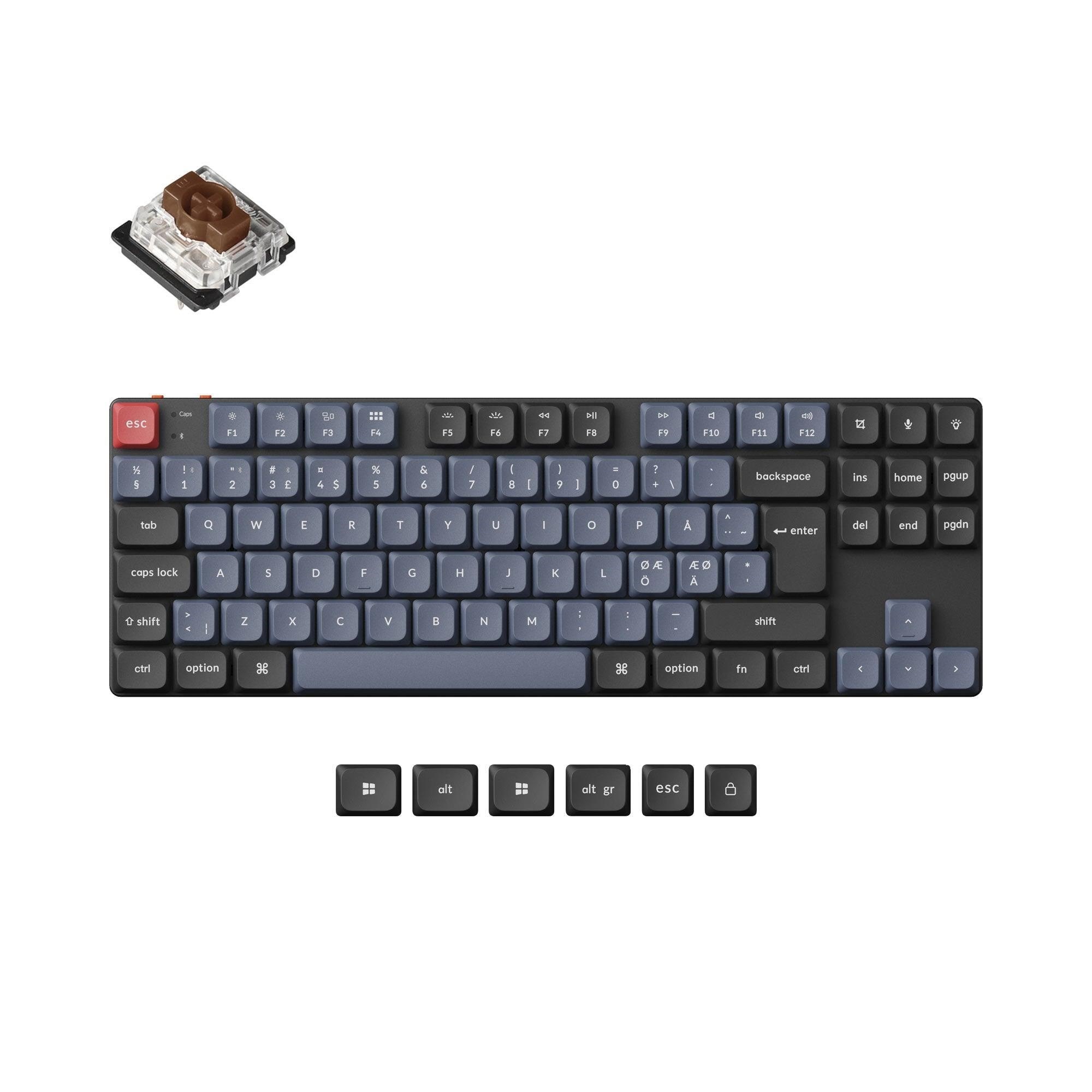 Keychron K1 Pro Qmk/via Wireless Rgb Hot Swap Low Profile Brown - Gaming Tastatur (Tkl) - 80% - Nordic Iso - Schwarz - Tastaturen