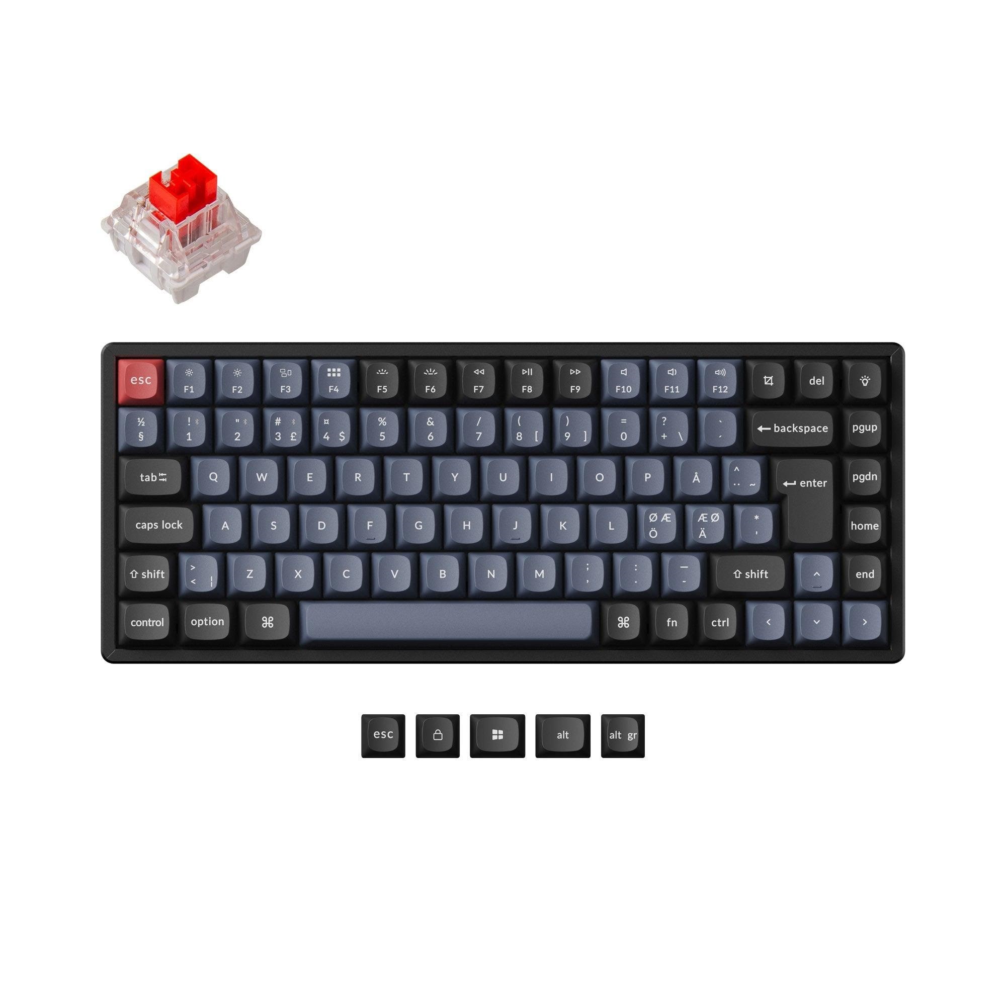 Keychron K2 Pro Qmk/via Wireless Rgb Hot Swap K Pro Red - Gaming Tastatur (Tkl) - 75% - Nordic Iso - Schwarz - Tastaturen K2p-j1p-bo