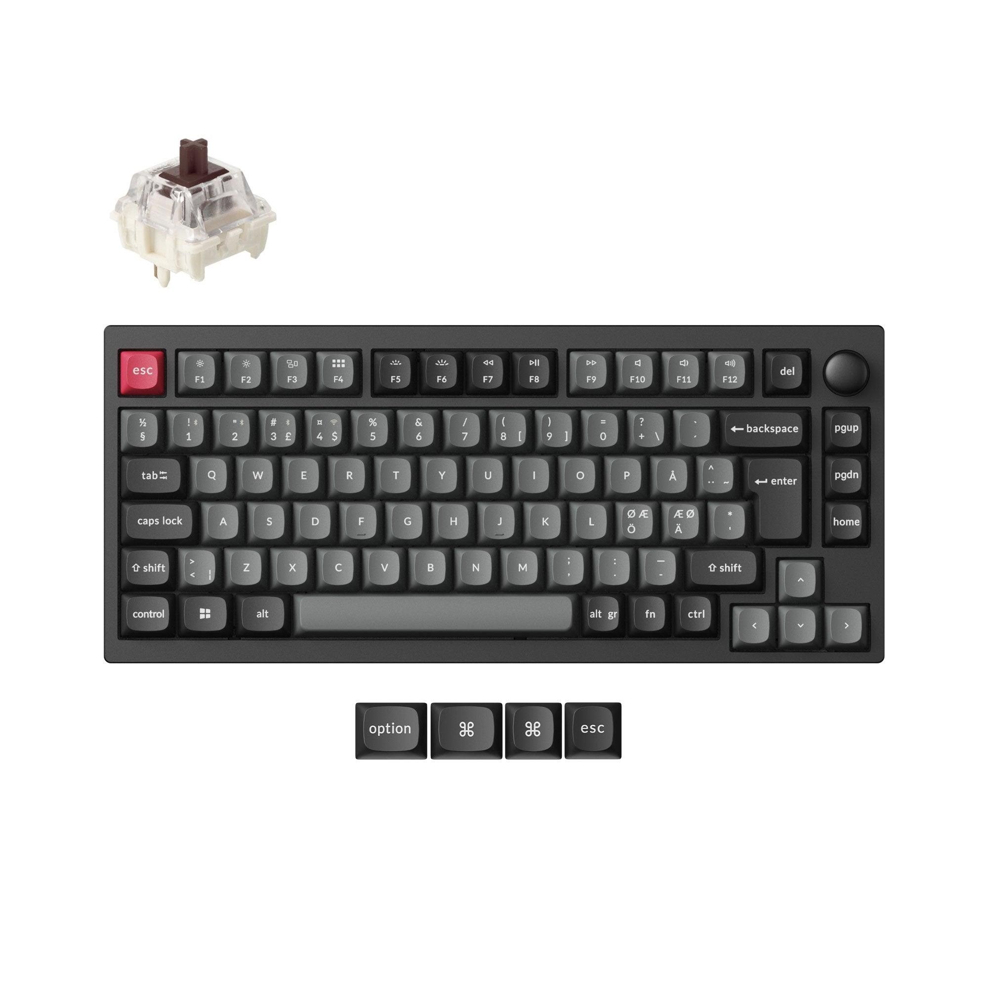 Keychron Lemokey P1 Pro - Gaming Tastatur (Tkl) - 75% - Nordic Iso - Schwarz - Tastaturen P1p-m3-bo