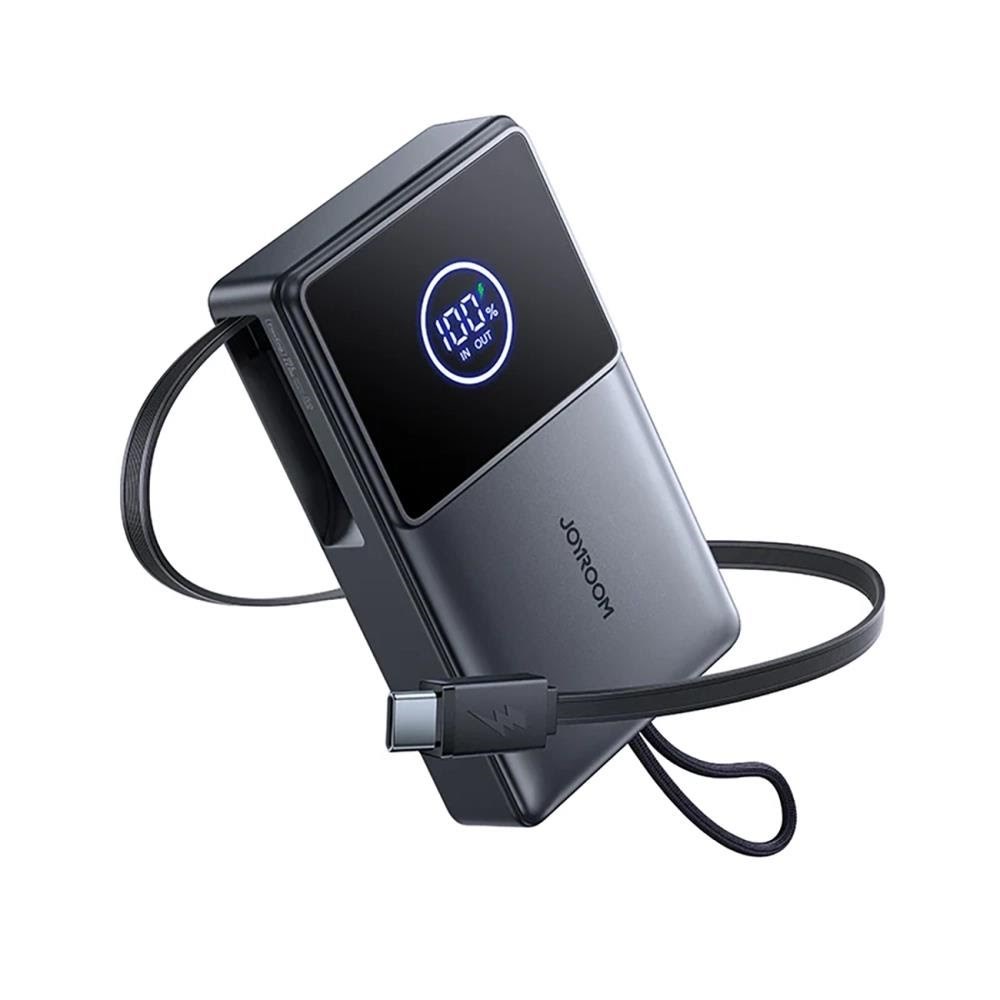 Joyroom Jr-pr1 10000mah 22.5W Powerbank With Built-in Retractable Usb-c Cable - Black - 10000 Mah - Powerbank Akku Schwarz
