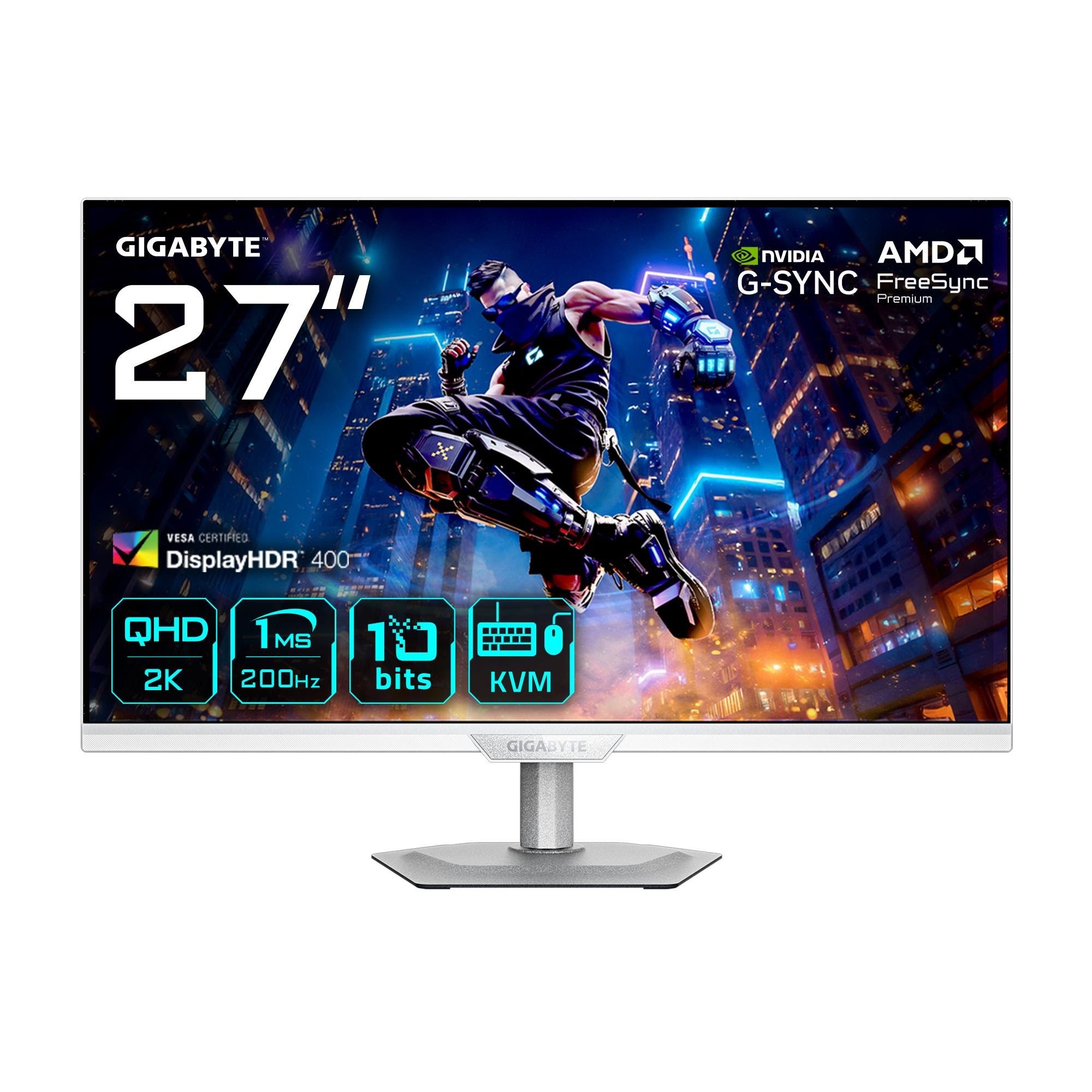 27" Gigabyte M27q2 QD - 2560x1440 (Qhd) - 210hz - Ips - 18w Usb-c - Kvm Switch - Bildschirm White M27q2 QD Ice