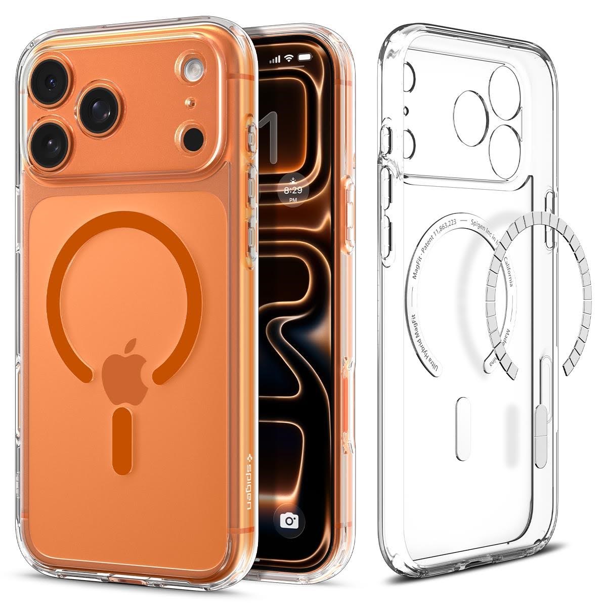 Spigen Ultra Hybrid Magsafe - Clear Orange - Iphone 17 Pro - Handys Cover Cases Acs11112