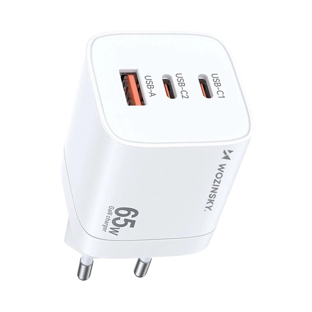 Wozinsky Gan Charger Cgwcw 65w Usb-a / 2 x Usb-c - White - Handys Adapter Und Ladegeraete