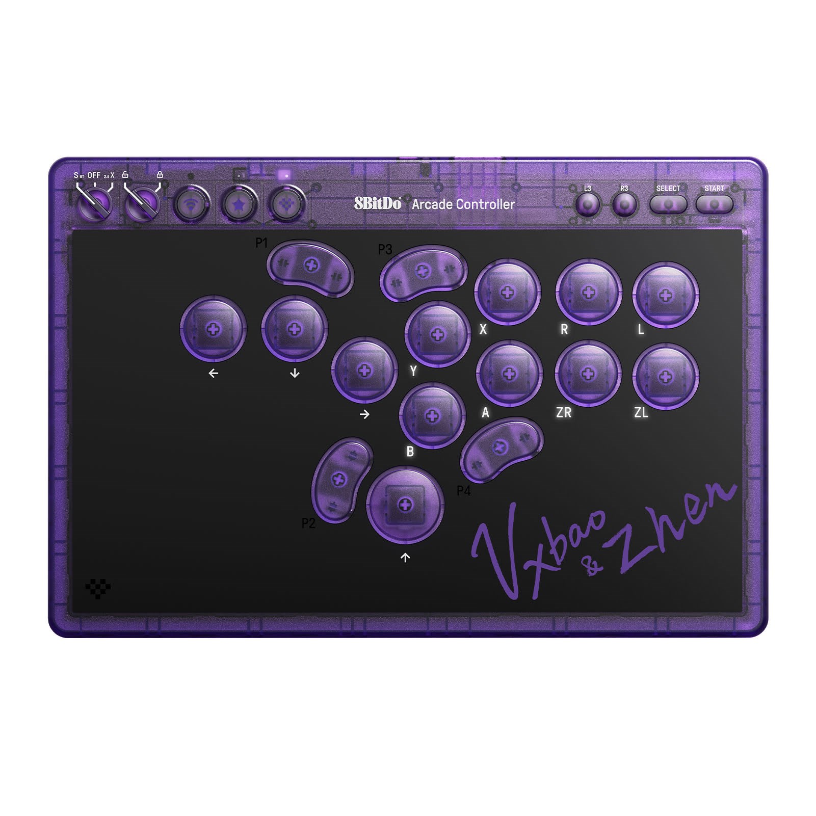 8bitdo Arcade - Transparant Purple - Wireless Arcade Stick - PC - Gaming Zubehoer