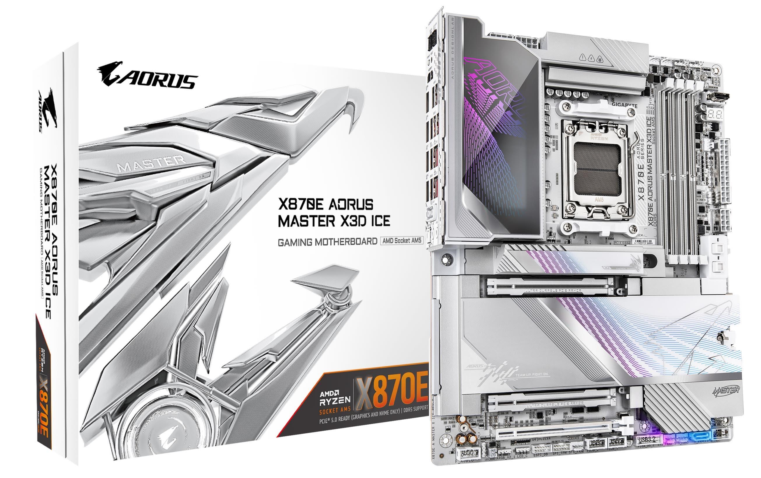 Gigabyte X870e Aorus Master X3d Ice Mainboard - Amd X870e - Amd Am5 - Ddr5 Ram - Atx