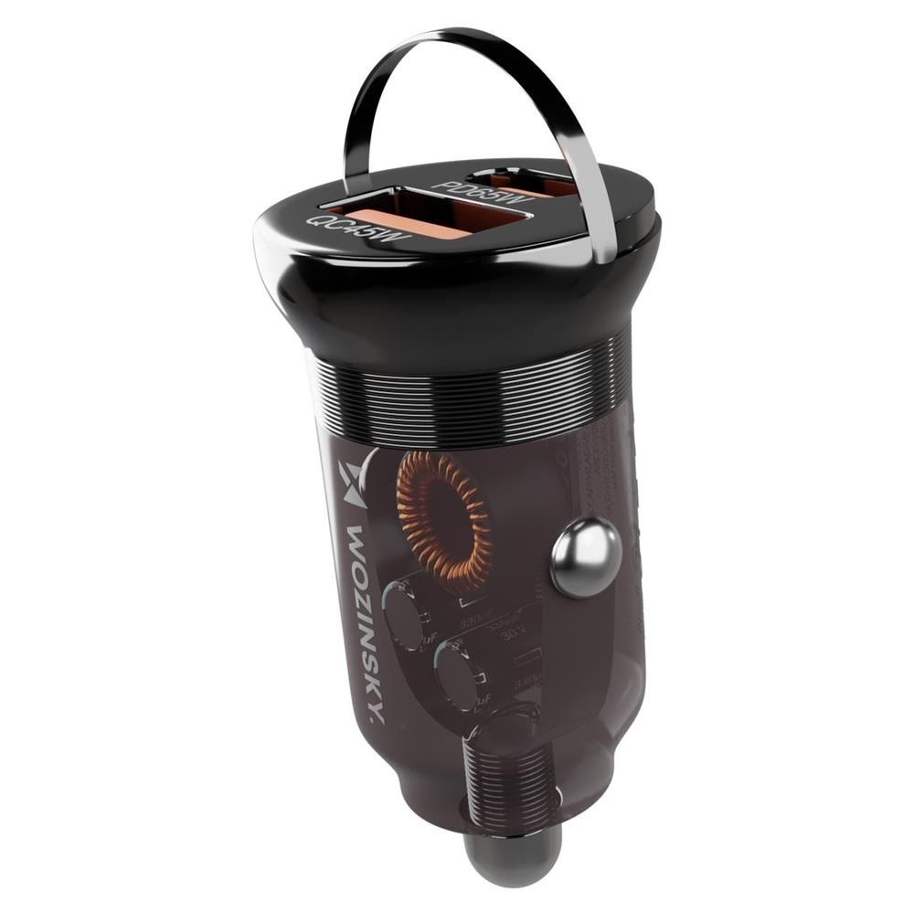 Wozinsky Car Charger 65w Usb-c PD 65w / Usb-a 45w QC 3.0 - Black - Handys Adapter Und Ladegeraete