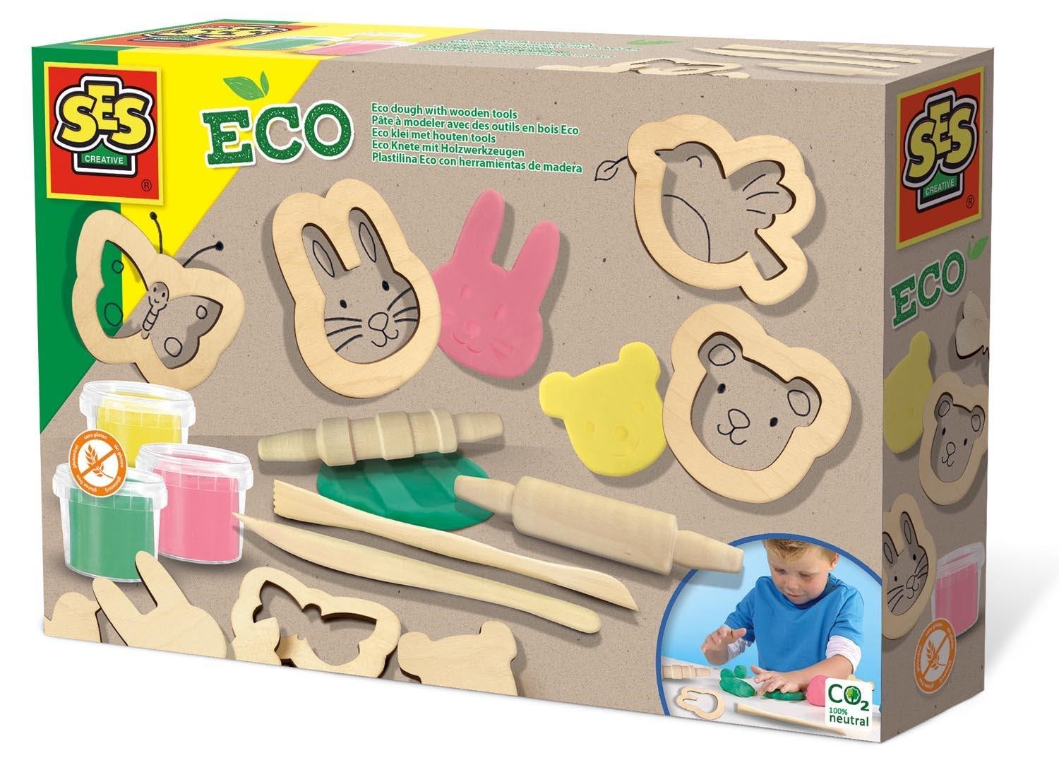 Ses Creative Clay With Wooden Tools - 3 Clay Pots - Hobby Zubehoer
