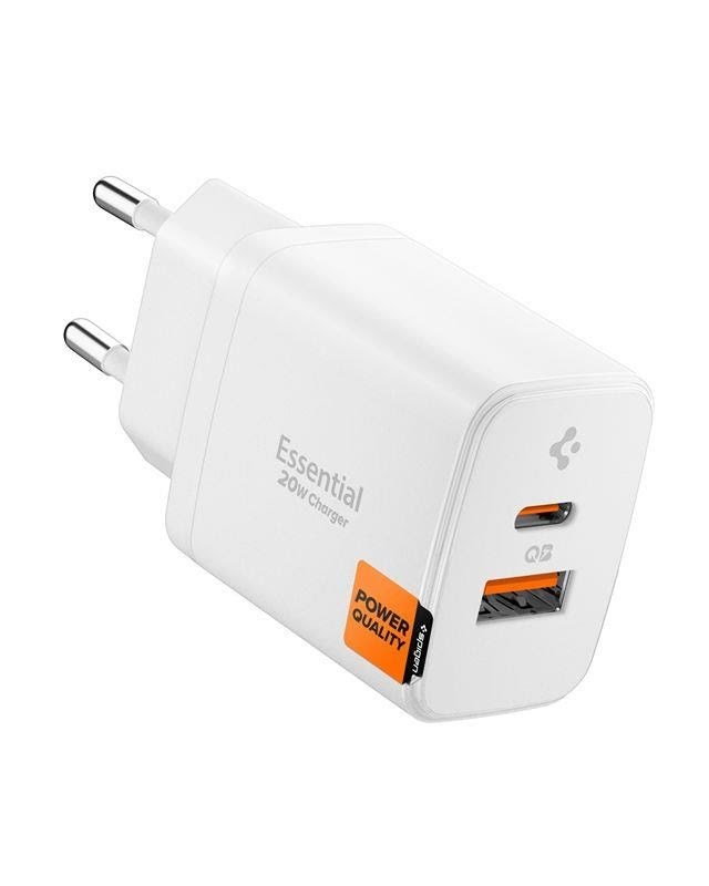 Spigen Essential 20w Wall Charger Ee202eu - White - Handys Adapter Und Ladegeraete Ach08704