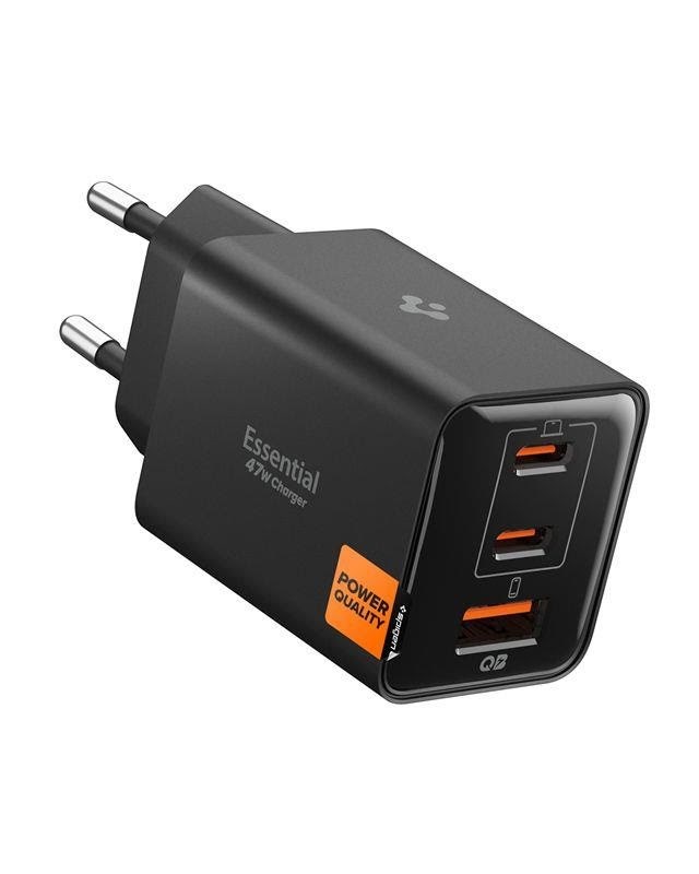 Spigen Essential 47w Wall Charger Ee473eu - Black - Handys Adapter Und Ladegeraete Ach09465