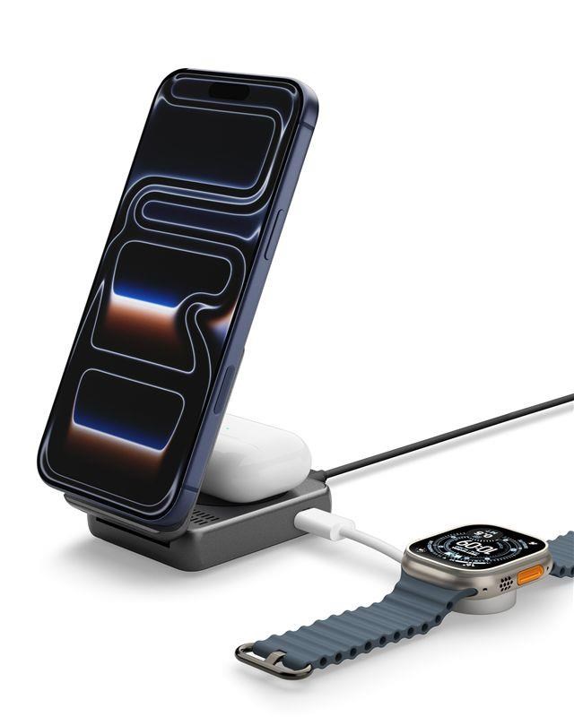 Spigen Essential Magsafe 2-in-1+C Wireless Charger Ef302moq - Black - Handys Adapter Und Ladegeraete