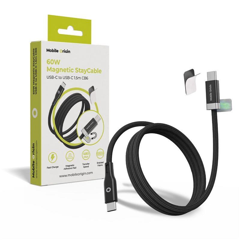 Mobile Origin 60w Magnetic Staycable Usb-c to Usb-c 1.5m Cb6 - Usb Kabel Schwarz Mo-60wms-cb6