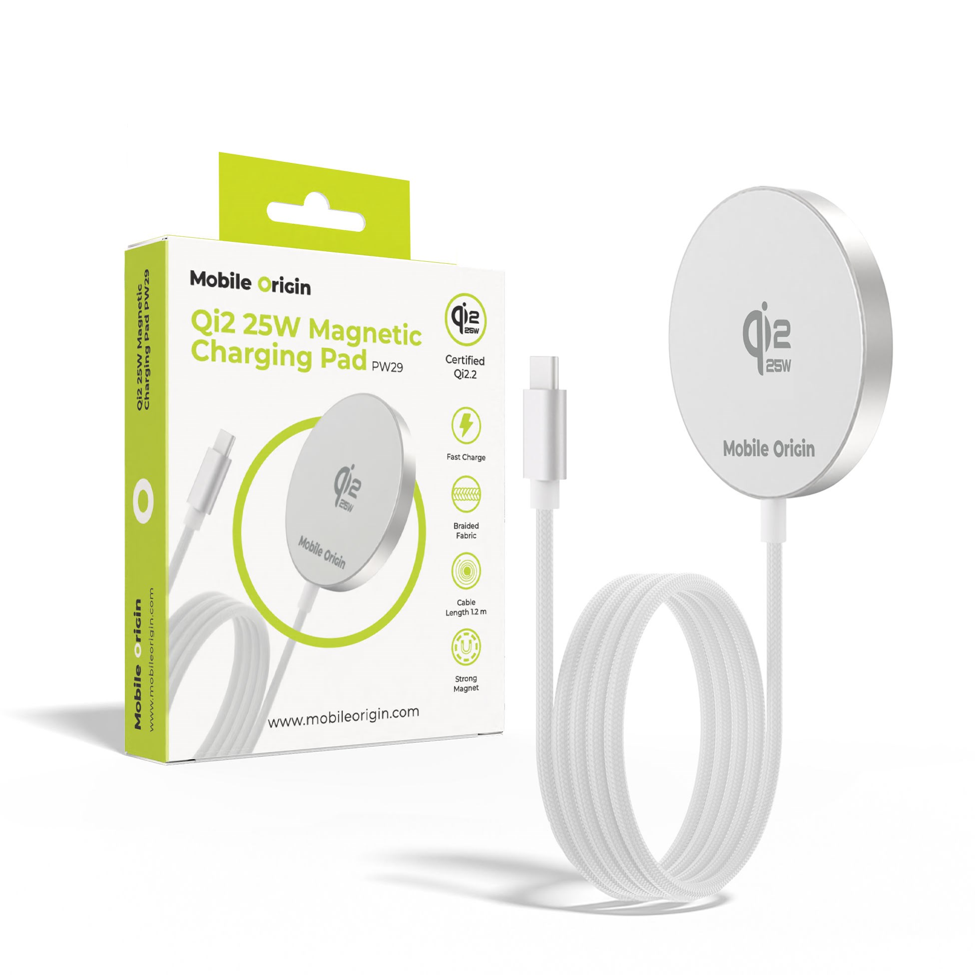 Mobile Origin Qi2 25w Magnetic Charging Pad Pw29 - Handys Adapter Und Ladegeraete