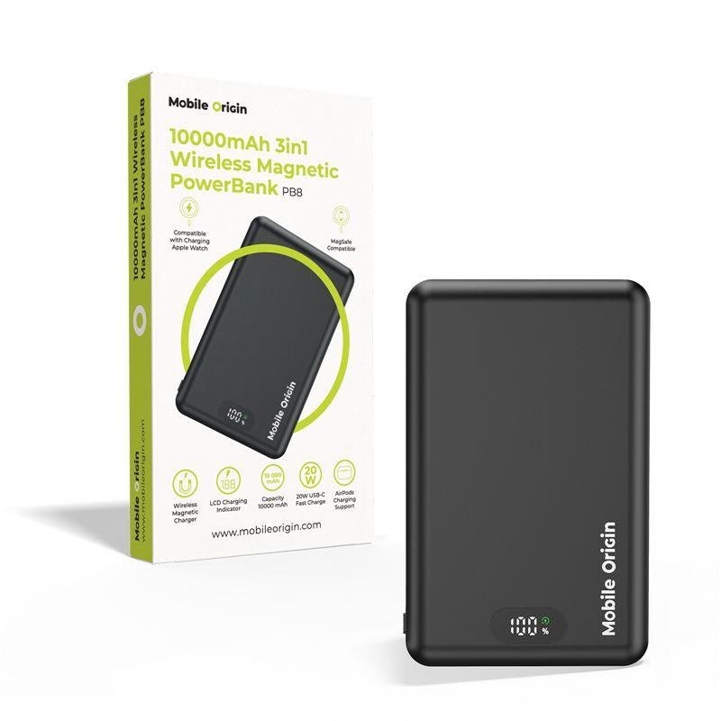 Mobile Origin Powerbank 10000mah 3in1 Wireless Magnetic Powerbank Pb8 - 10000 Mah - Powerbank Akku
