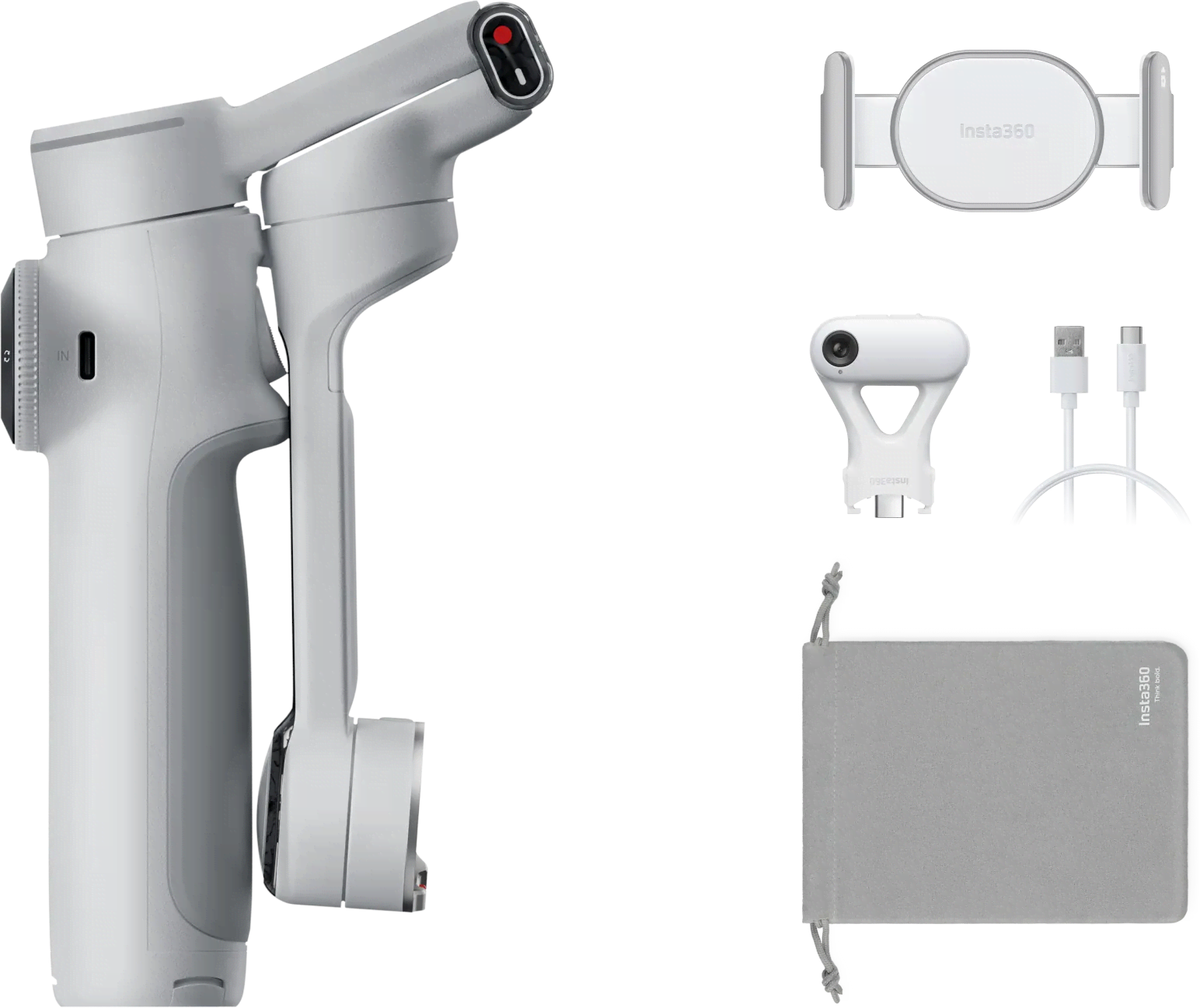 Insta360 Flow 2 Pro AI Tracker Bundle - Stone Gray - Tripods Stative